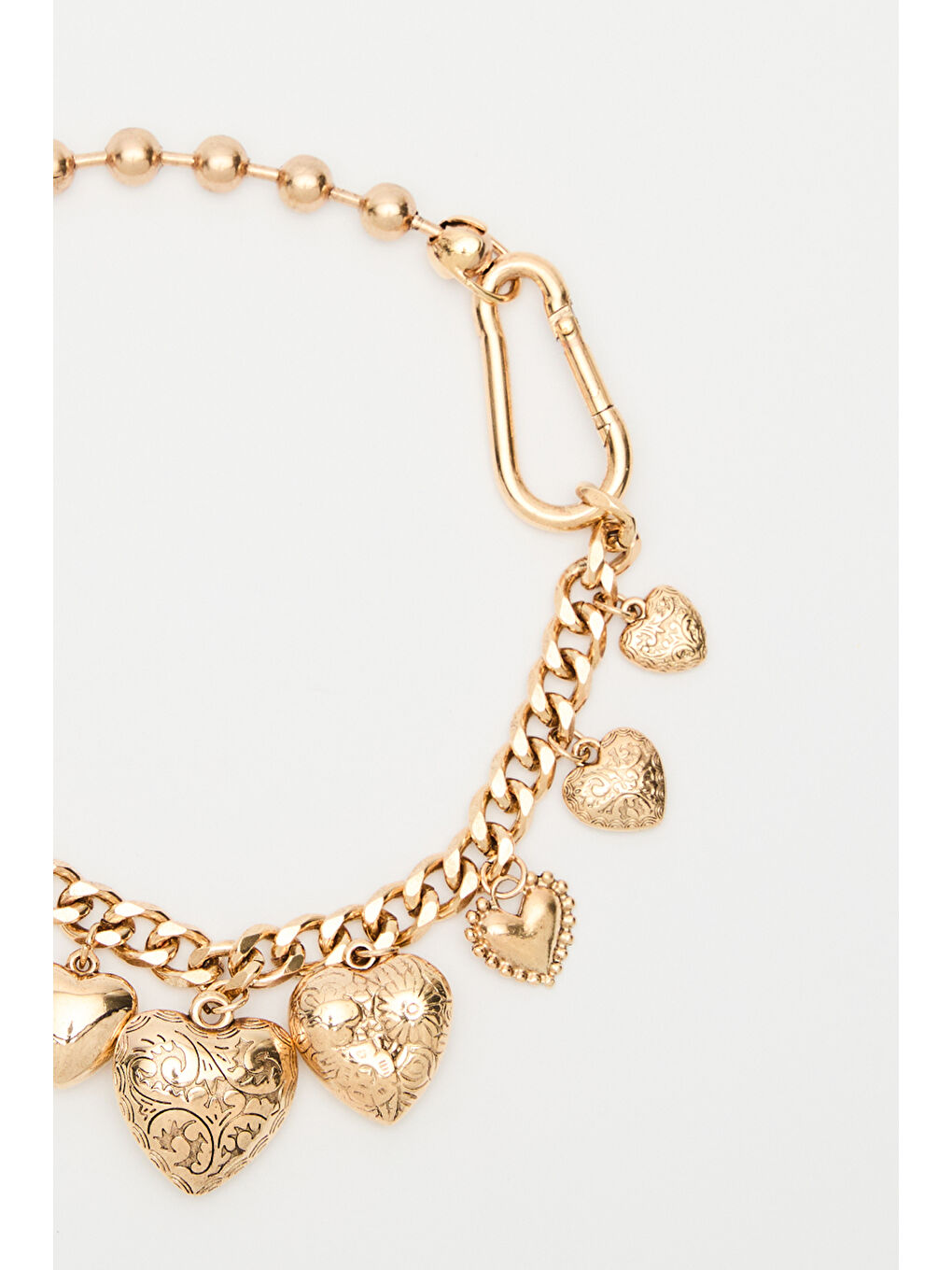 Sarı Kalp Charmlı Zincir Kolye Gold