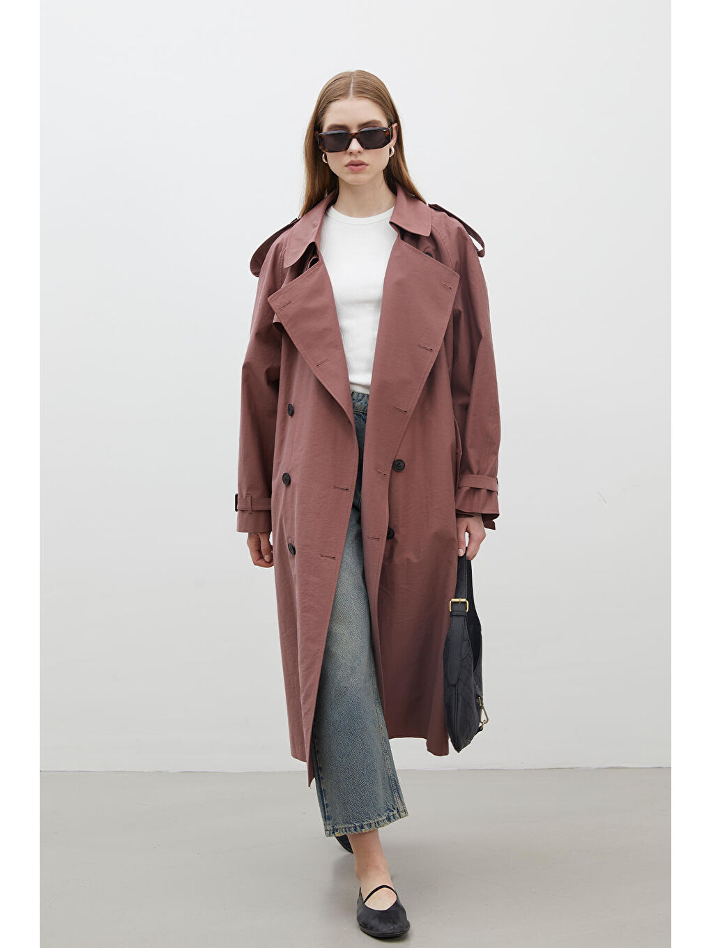 Pembe Kopenhag Oversize Trençkot Gül Kurusu-3