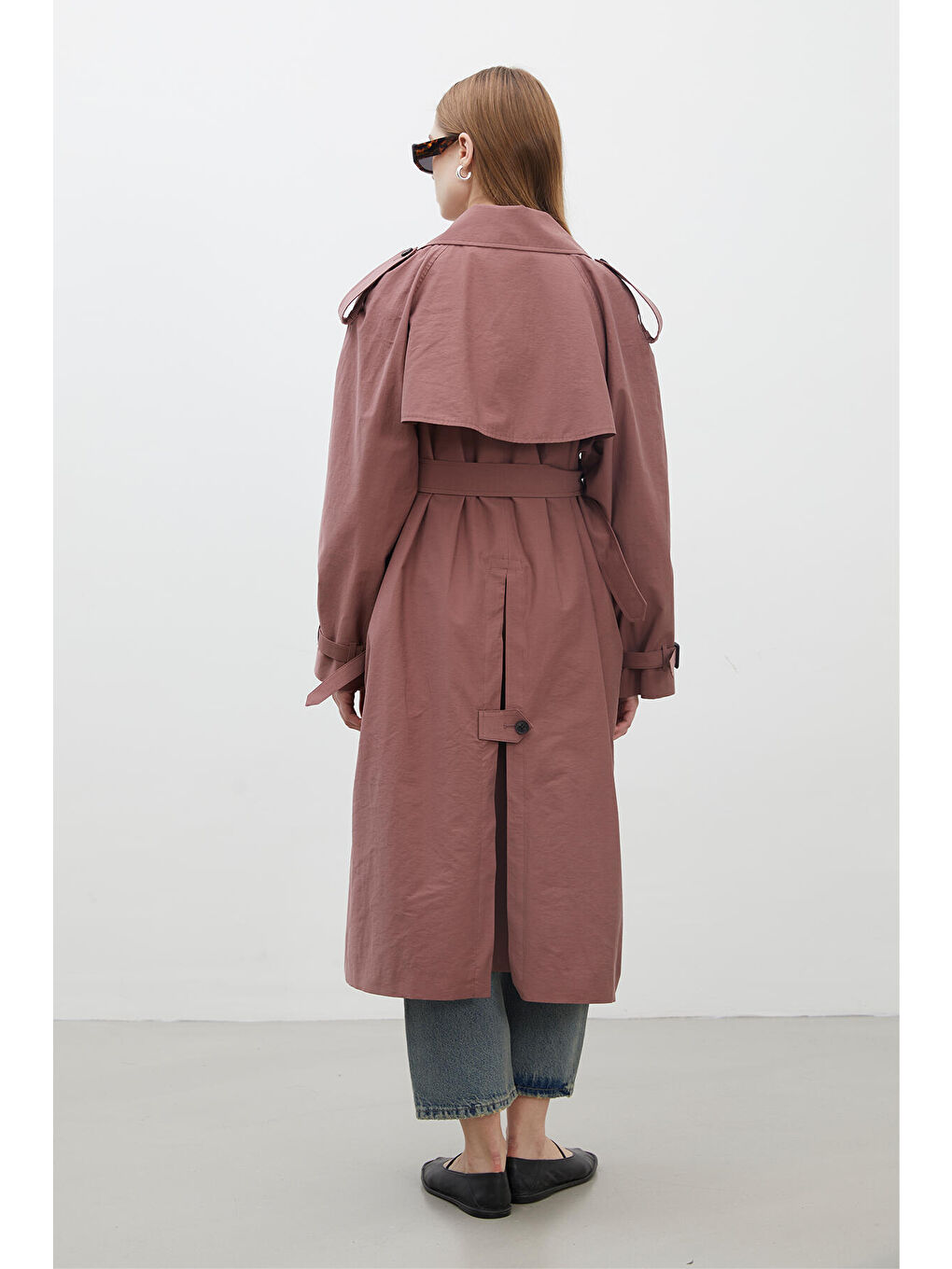 Pembe Kopenhag Oversize Trençkot Gül Kurusu-7