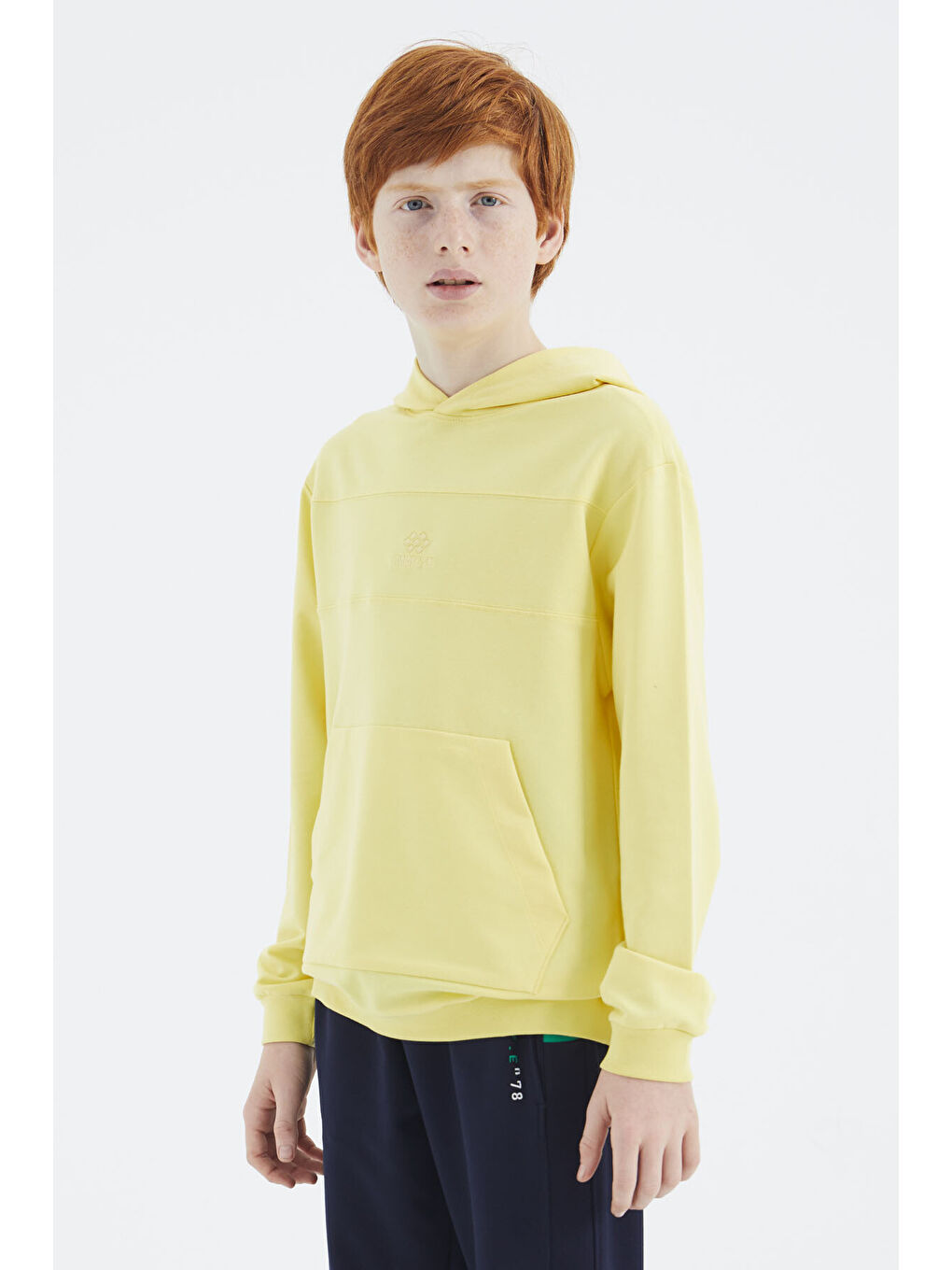 Sarı Kapüşonlu Basic Erkek Çocuk Sweatshirt - 11181-6