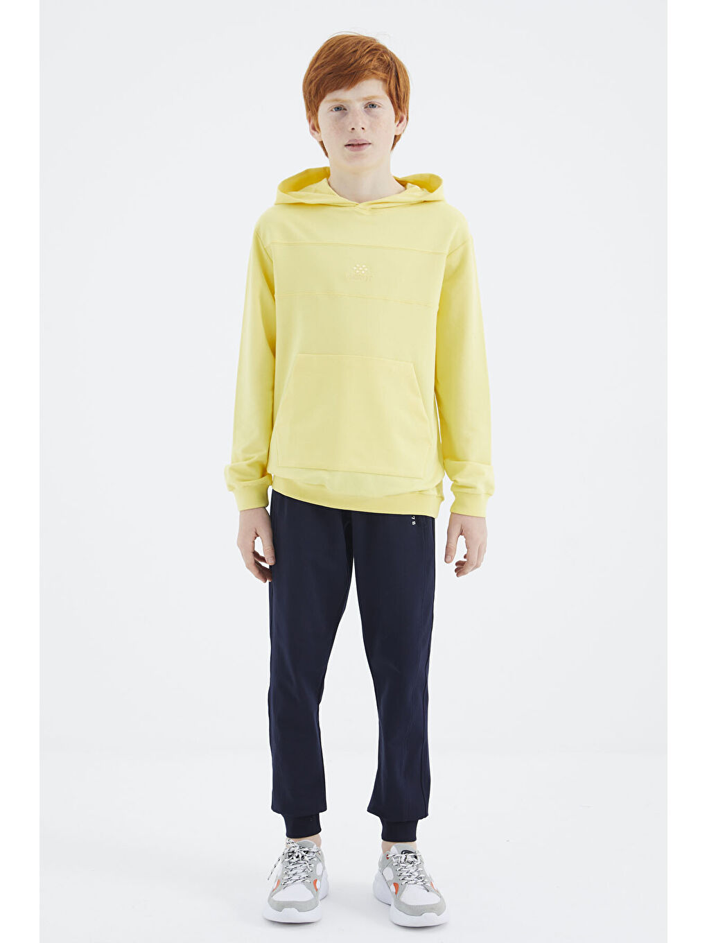 Sarı Kapüşonlu Basic Erkek Çocuk Sweatshirt - 11181-8