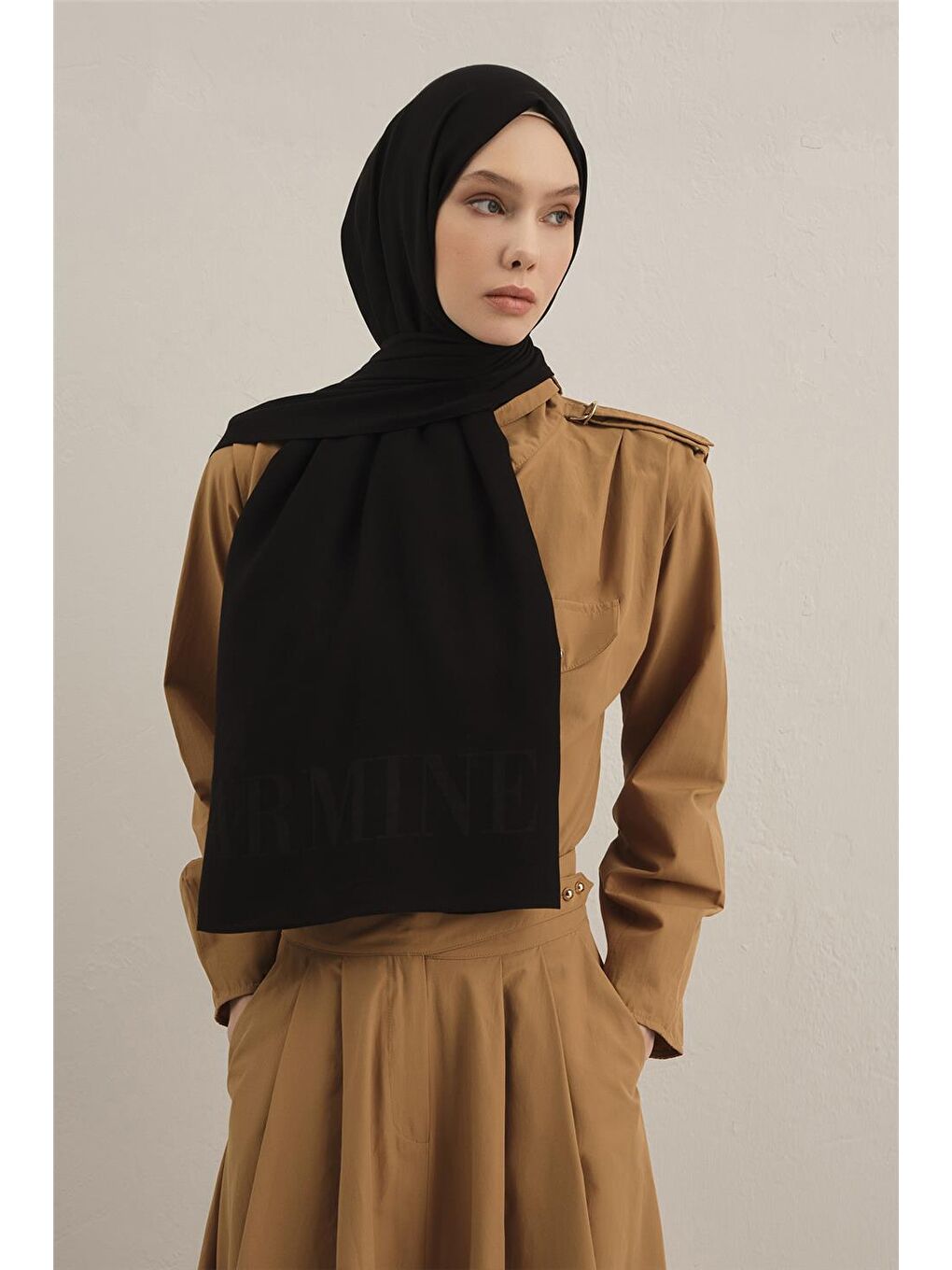 Siyah Logo Drop Pamuk İpek Şal 01-1