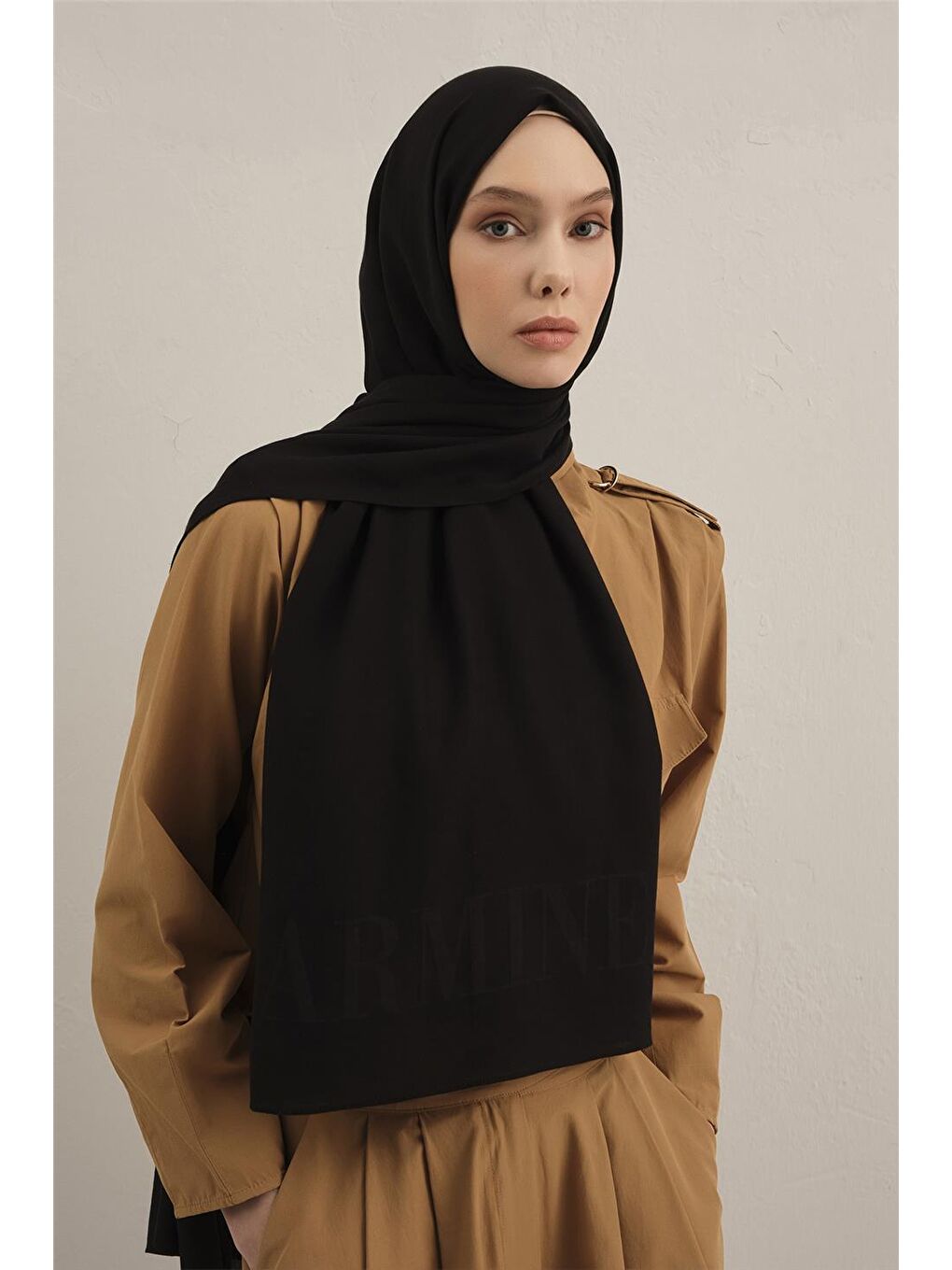 Siyah Logo Drop Pamuk İpek Şal 01-2