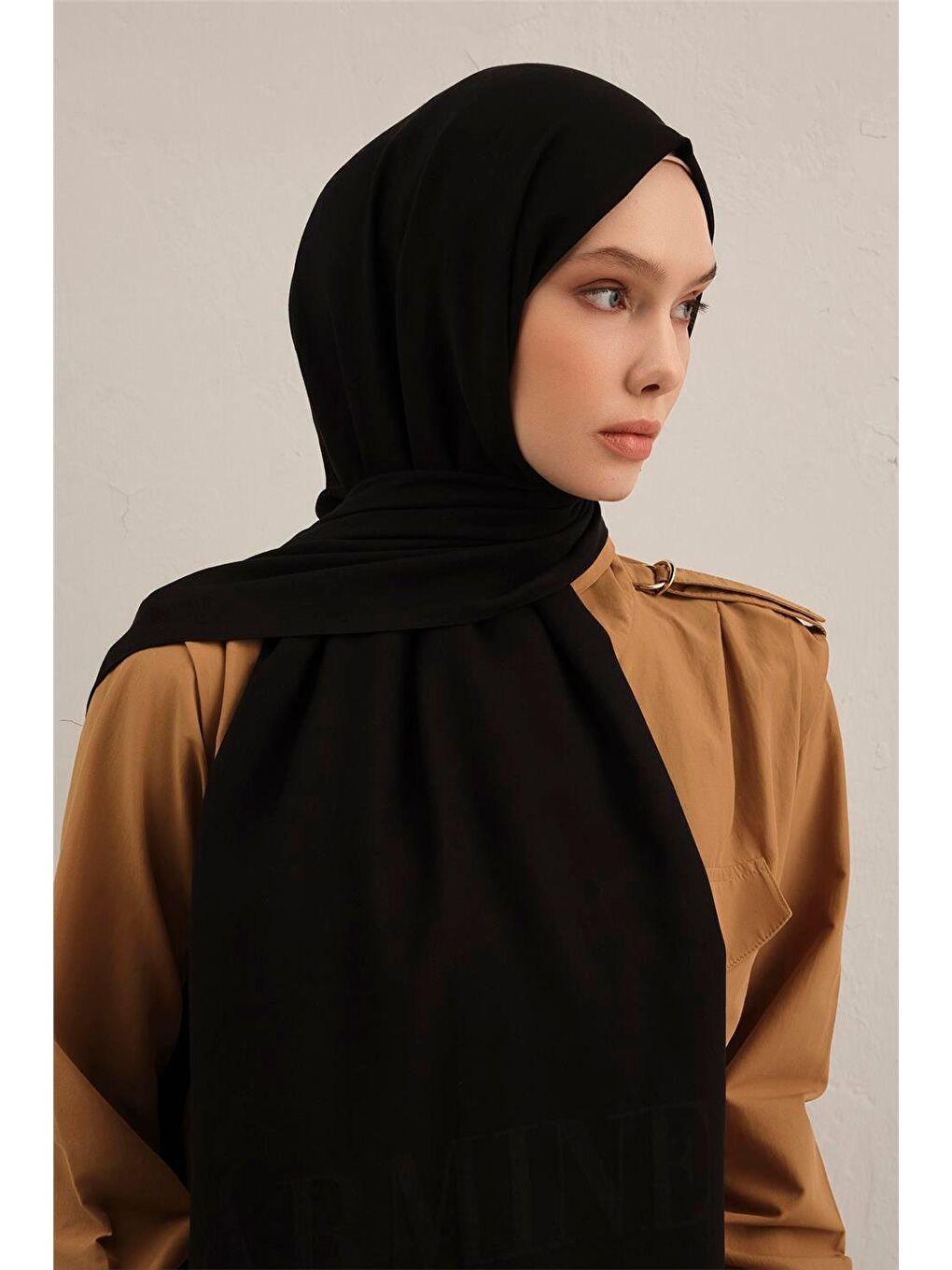 Siyah Logo Drop Pamuk İpek Şal 01-3