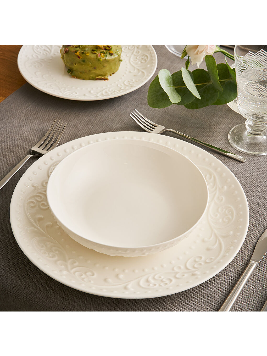 Beyaz Mahra 18 Parça 6 Kişilik Yemek Takımı-2