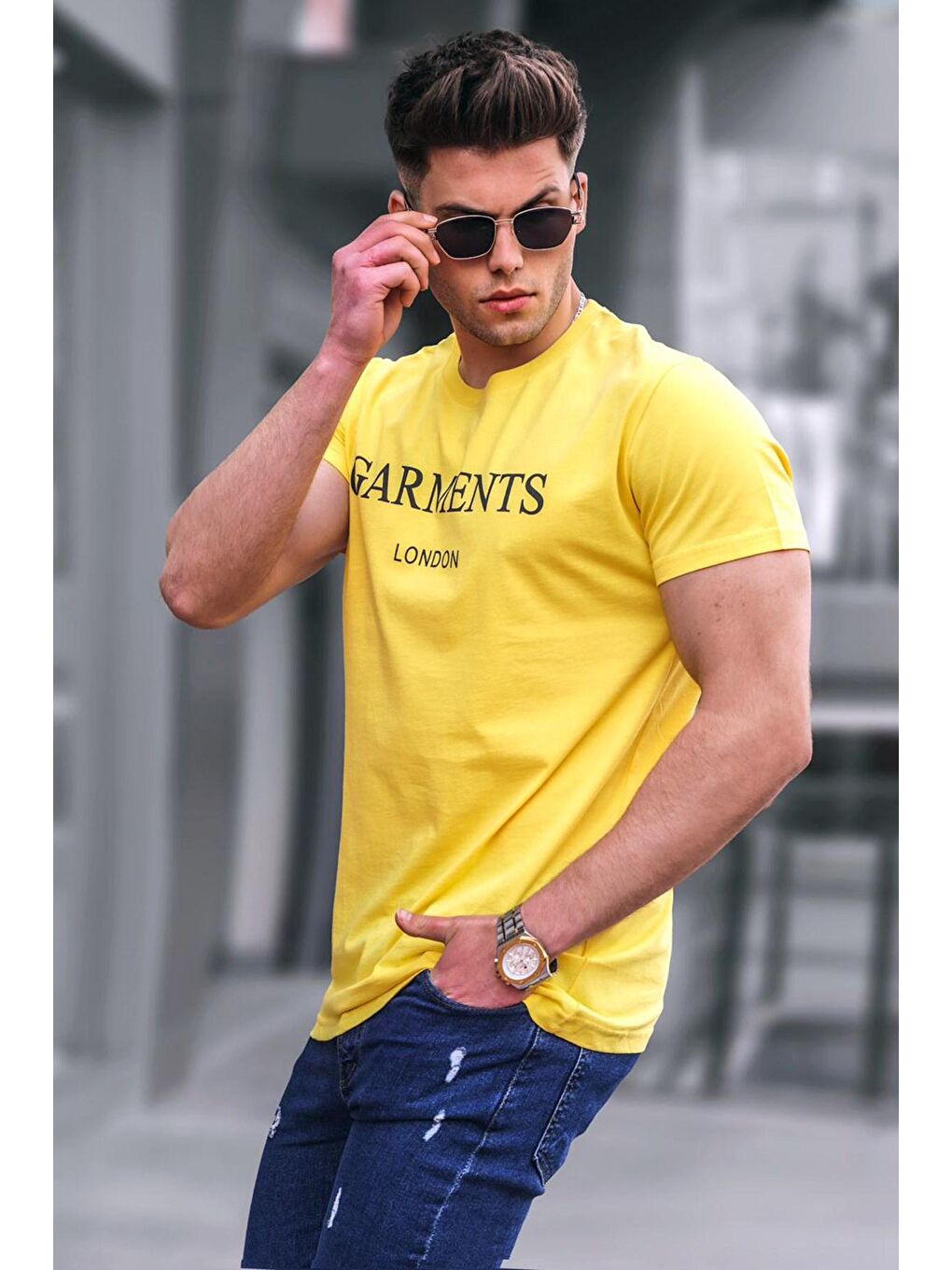 Sarı Baskılı Tişört 4018