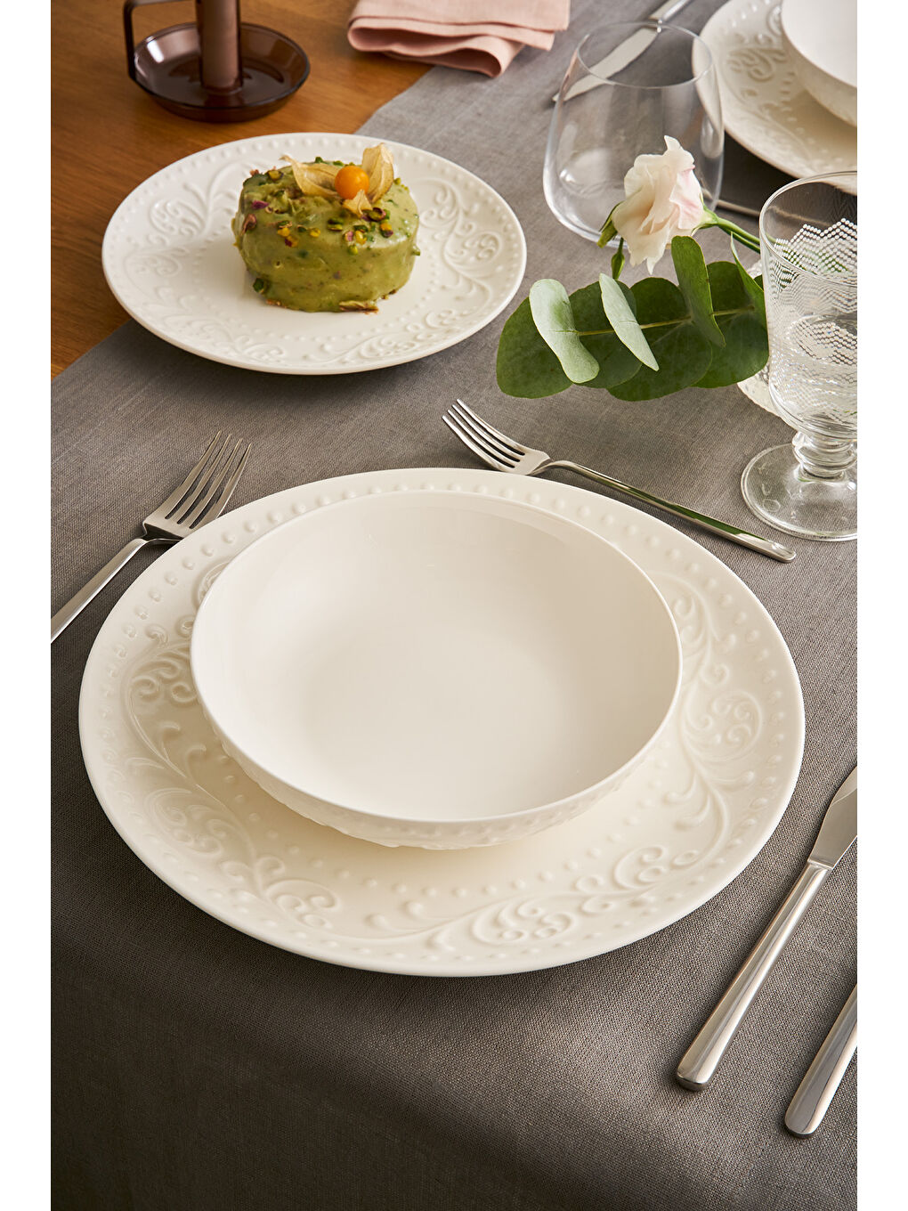 Beyaz Mahra 18 Parça 6 Kişilik Yemek Takımı-3