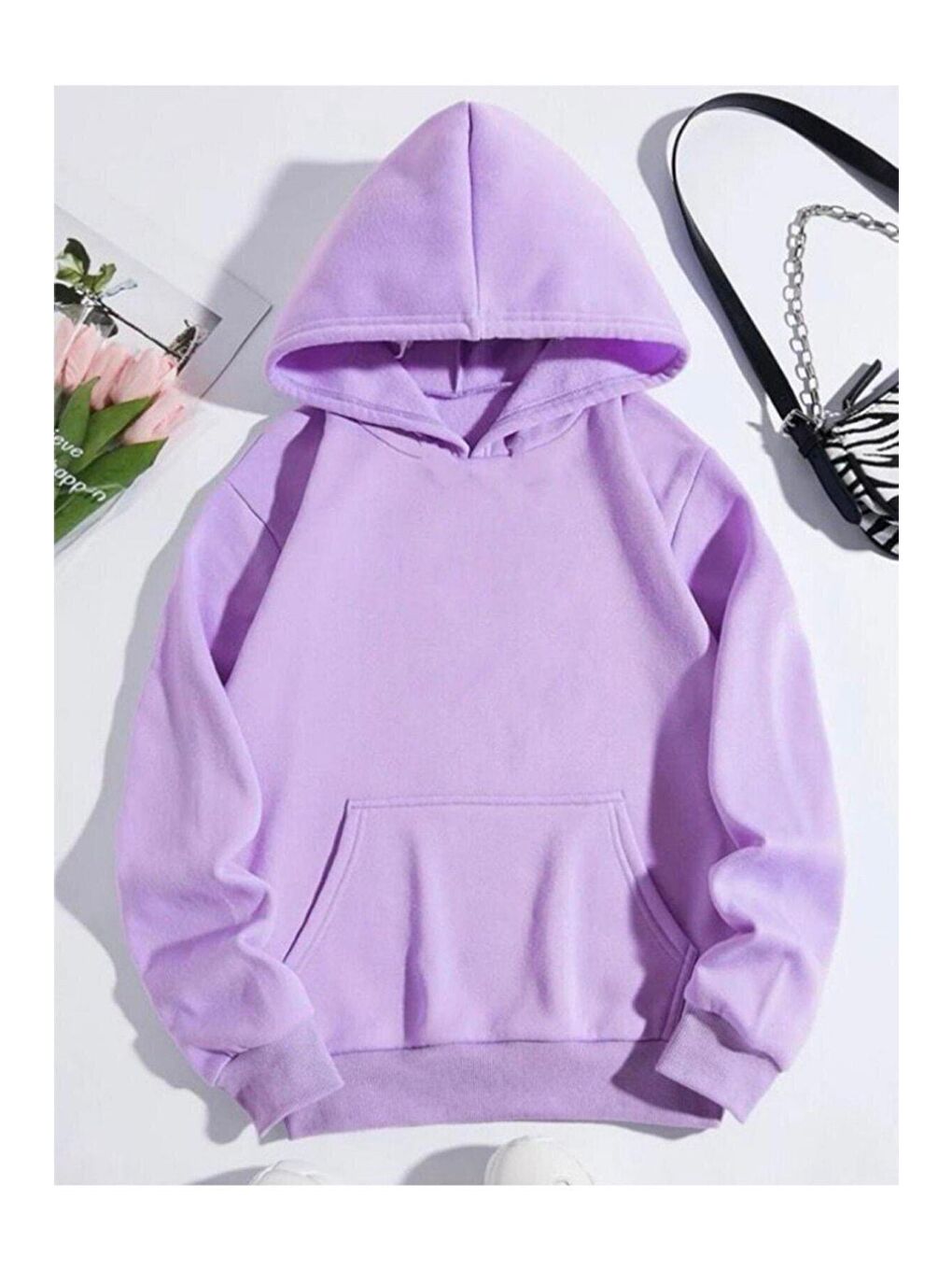 Trendseninle Mor Kadın Mor Intense Feelings Sırt Baskılı Oversize Hoodie - 1