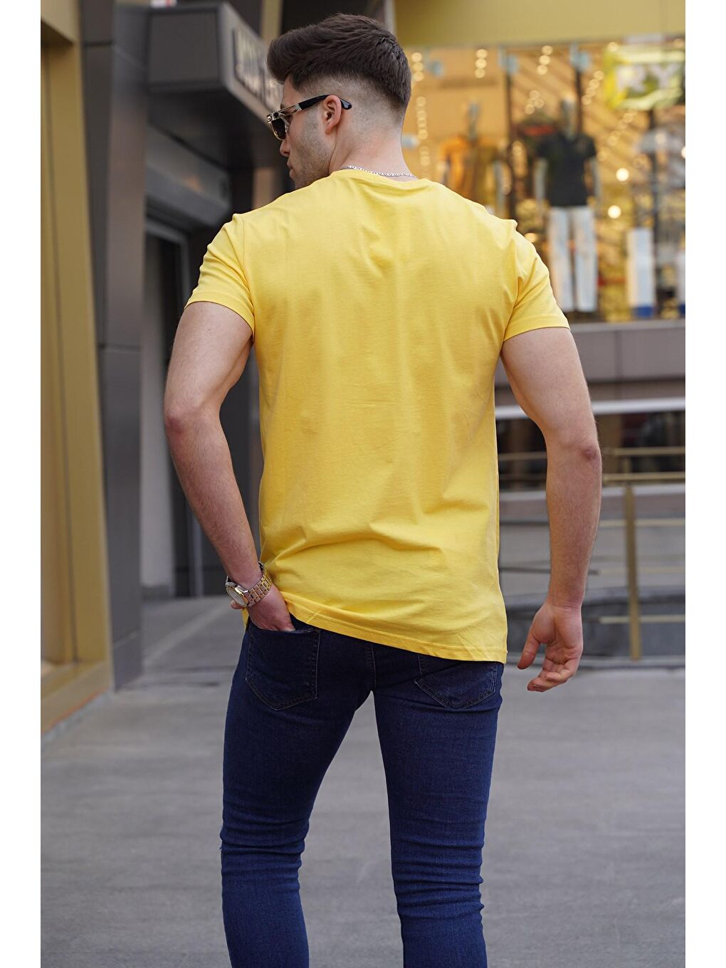 Sarı Baskılı Tişört 4018-1