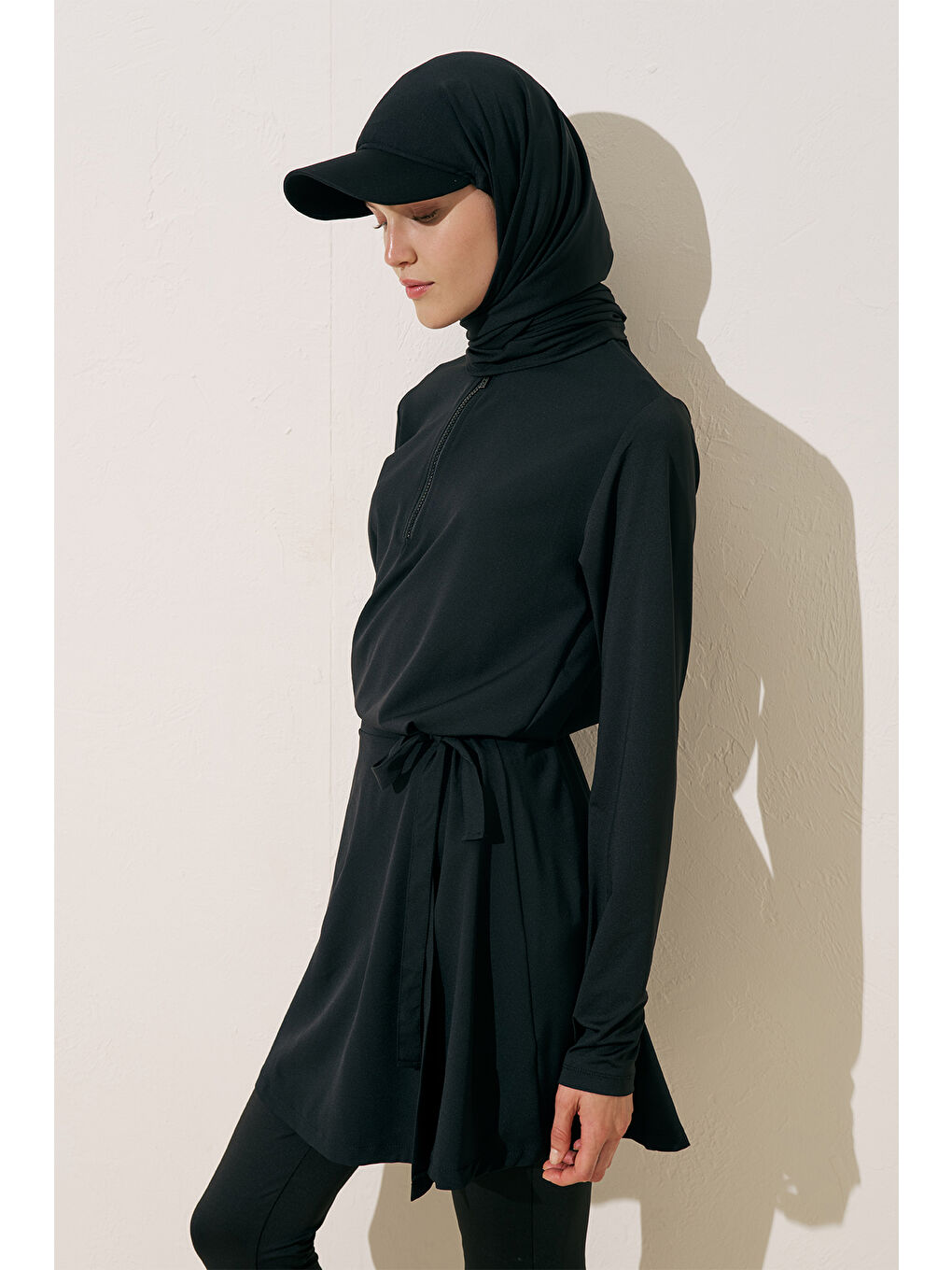 Desenli Anvelop Tesettür Mayo Siyah-4