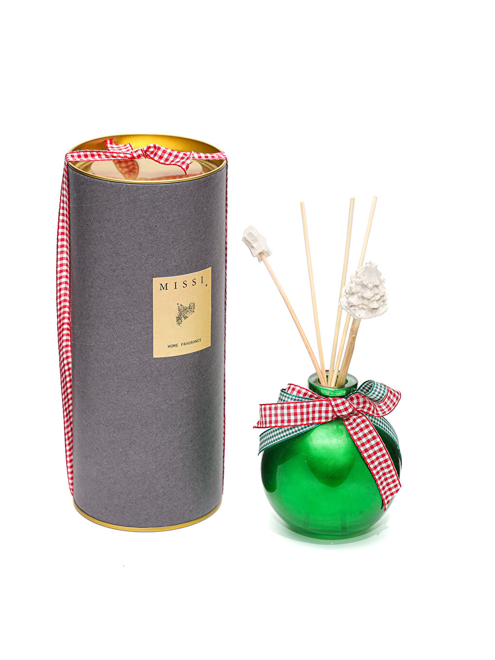 Yılbaşı Özel Kutulu 230 ml Yeşil Parlak Şişe Nar Oda Kokusu Hediye Seti