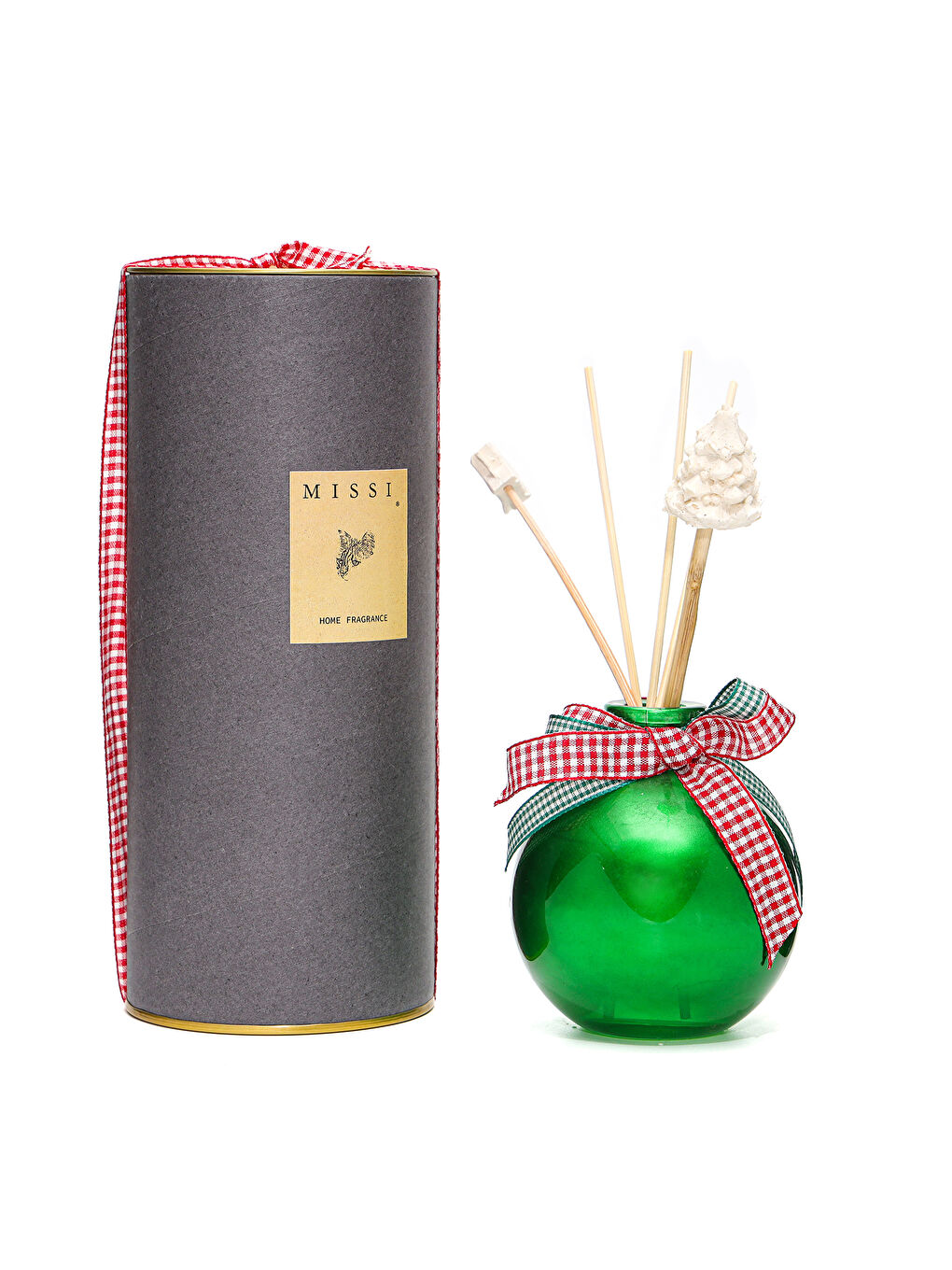 Yılbaşı Özel Kutulu 230 ml Yeşil Parlak Şişe Nar Oda Kokusu Hediye Seti-1