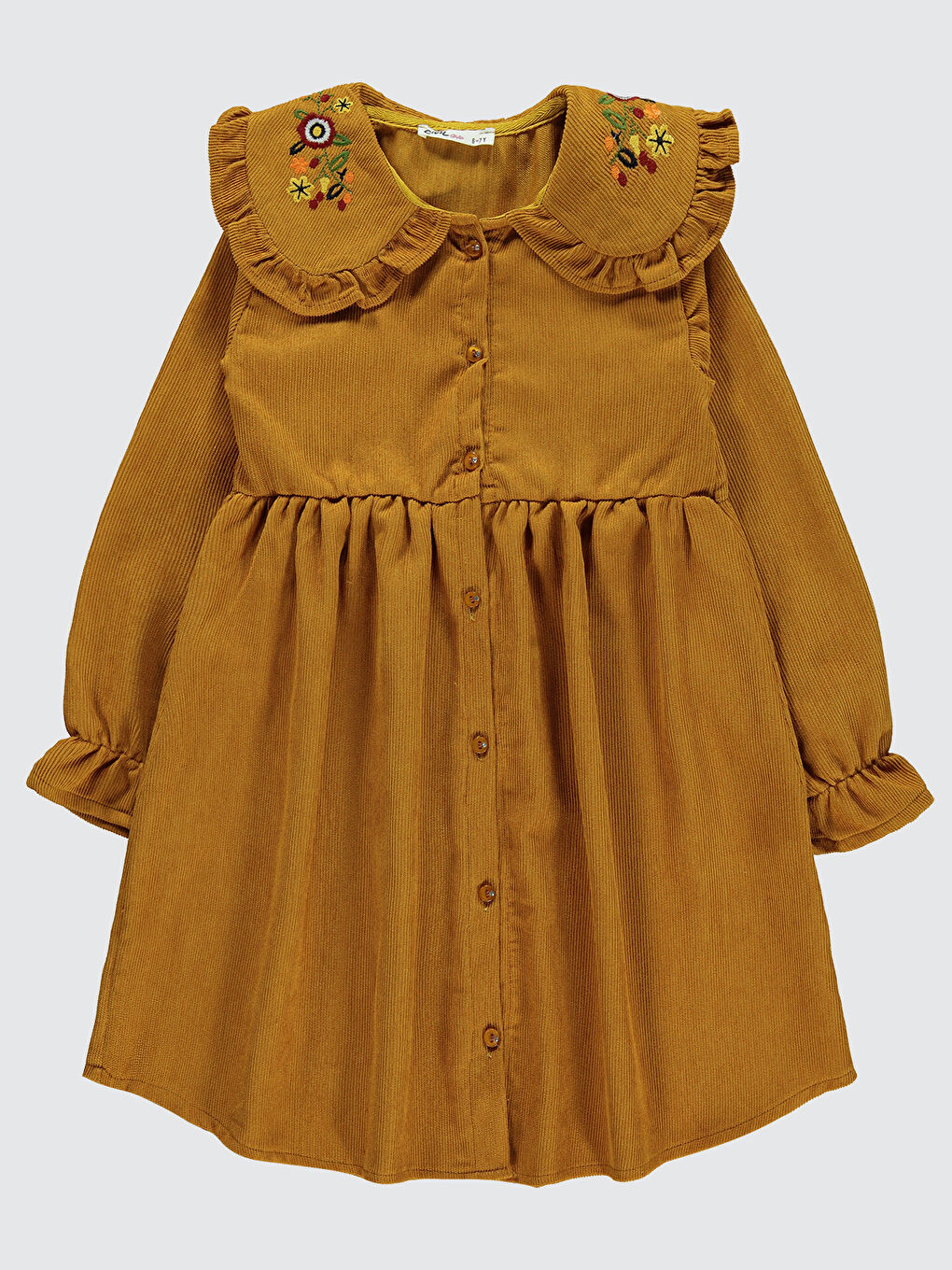 Kahverengi Girls Kız Çocuk Elbise 6-9 Yaş Hardal