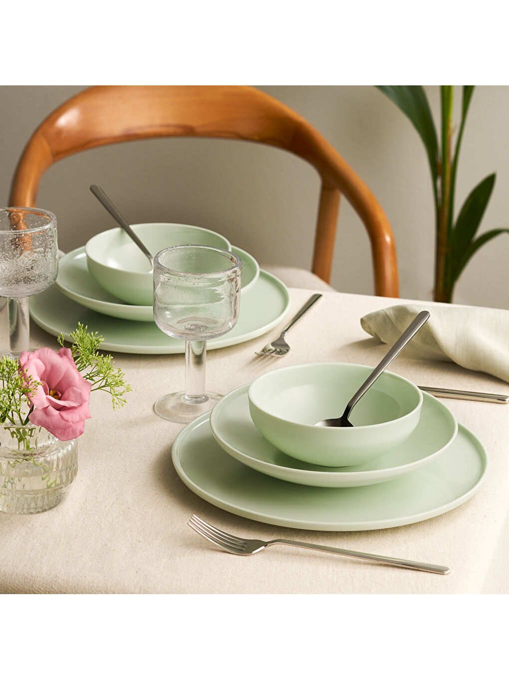 Sara 18 Parça 6 Kişilik Yemek Takımı Yeşil-2