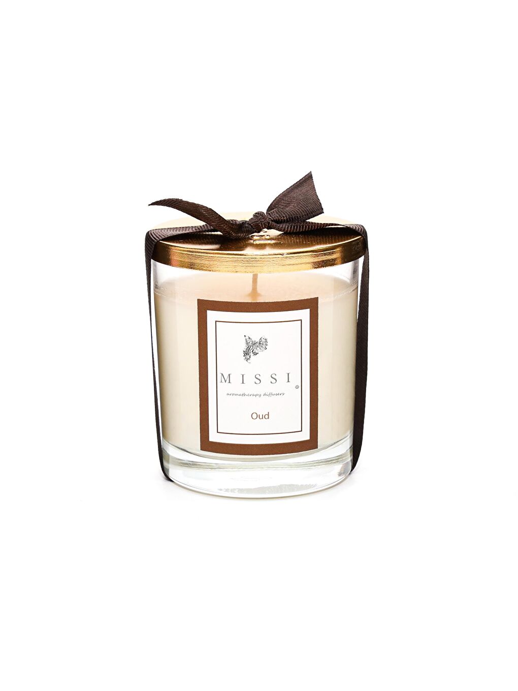 Ekru Kapaklı Oud Kokulu Vegan Mum (140 gr)