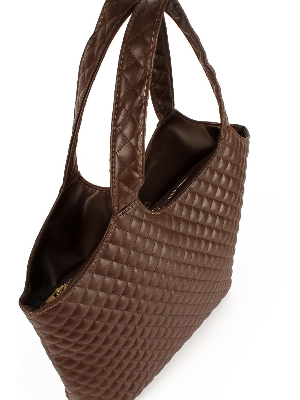 Kahverengi Kadın Kapitoneli Y S L Kesim Büyük Boy Salaş Kol Çantası (1729)-2