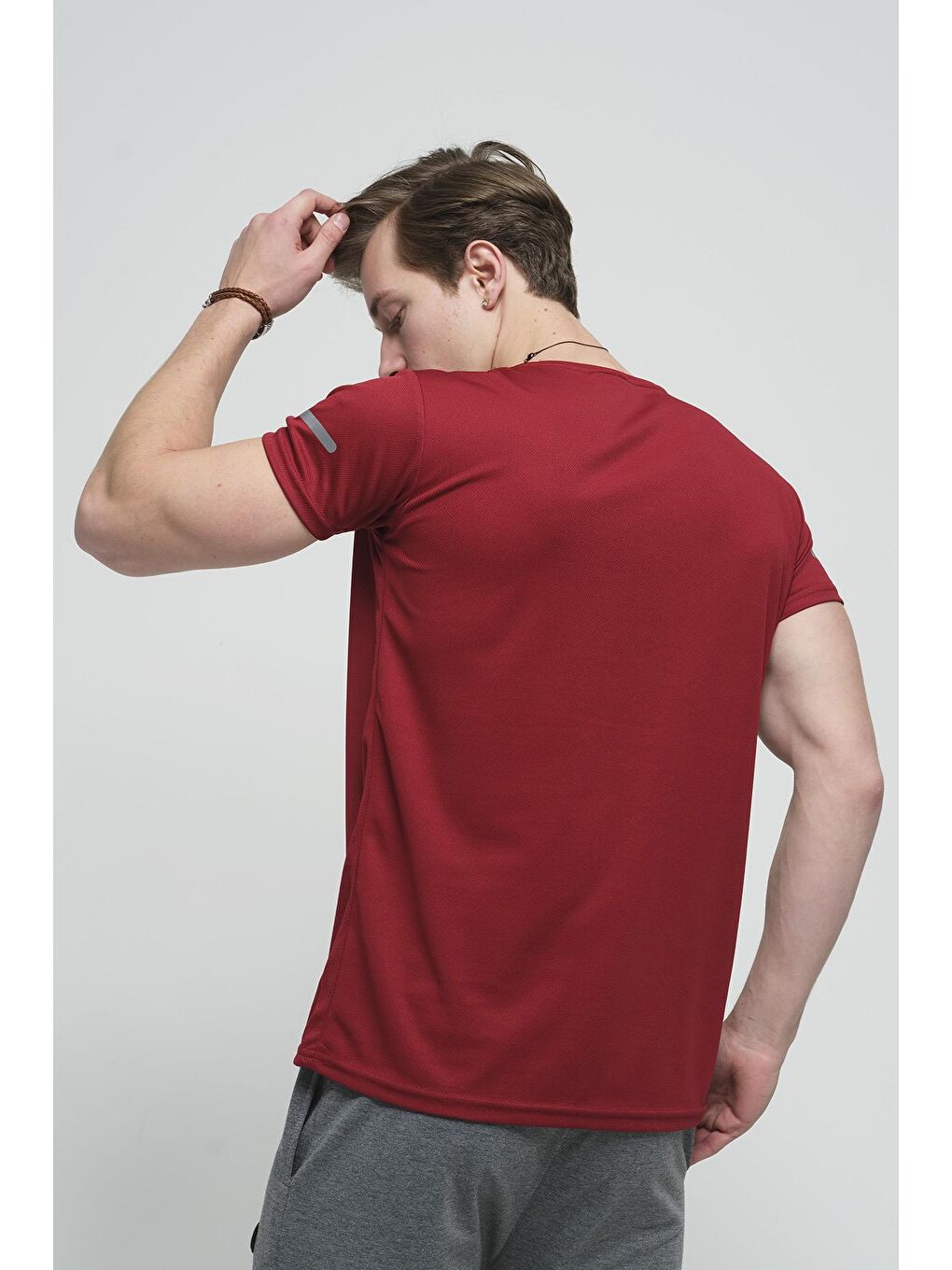 Oksit Bordo Cappi Mikro Polyester Slim Fit Performans Antrenman Sporcu Erkek Tshirt - 2