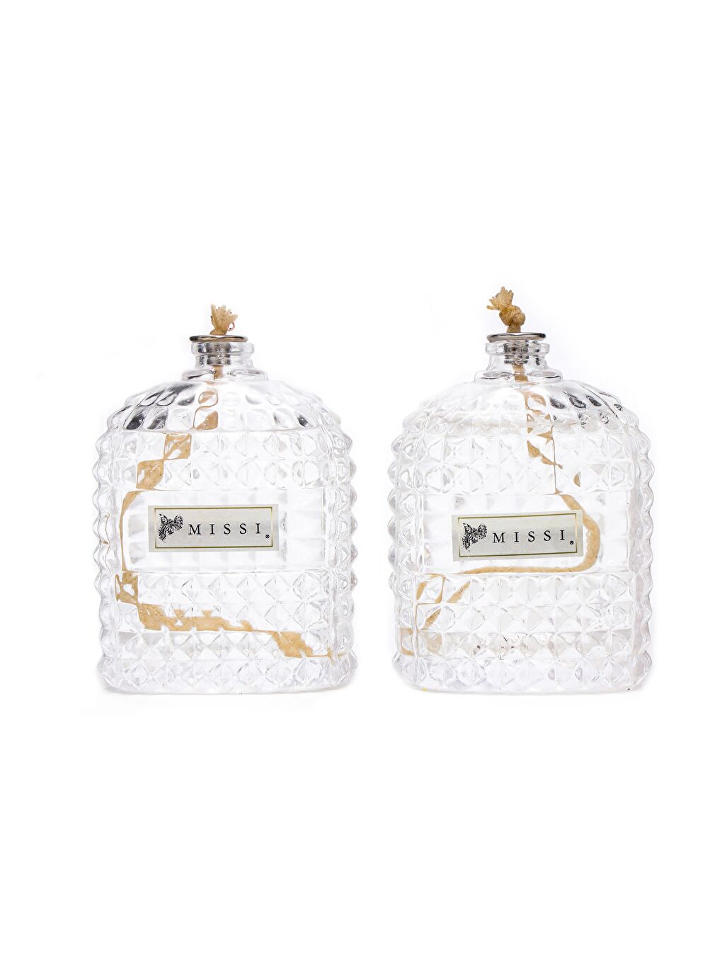 Ekru 2'li Vanilya Sandal Kokulu Oval Kristal Cam Şişe Kandil Seti ( 2X100 ml)-1