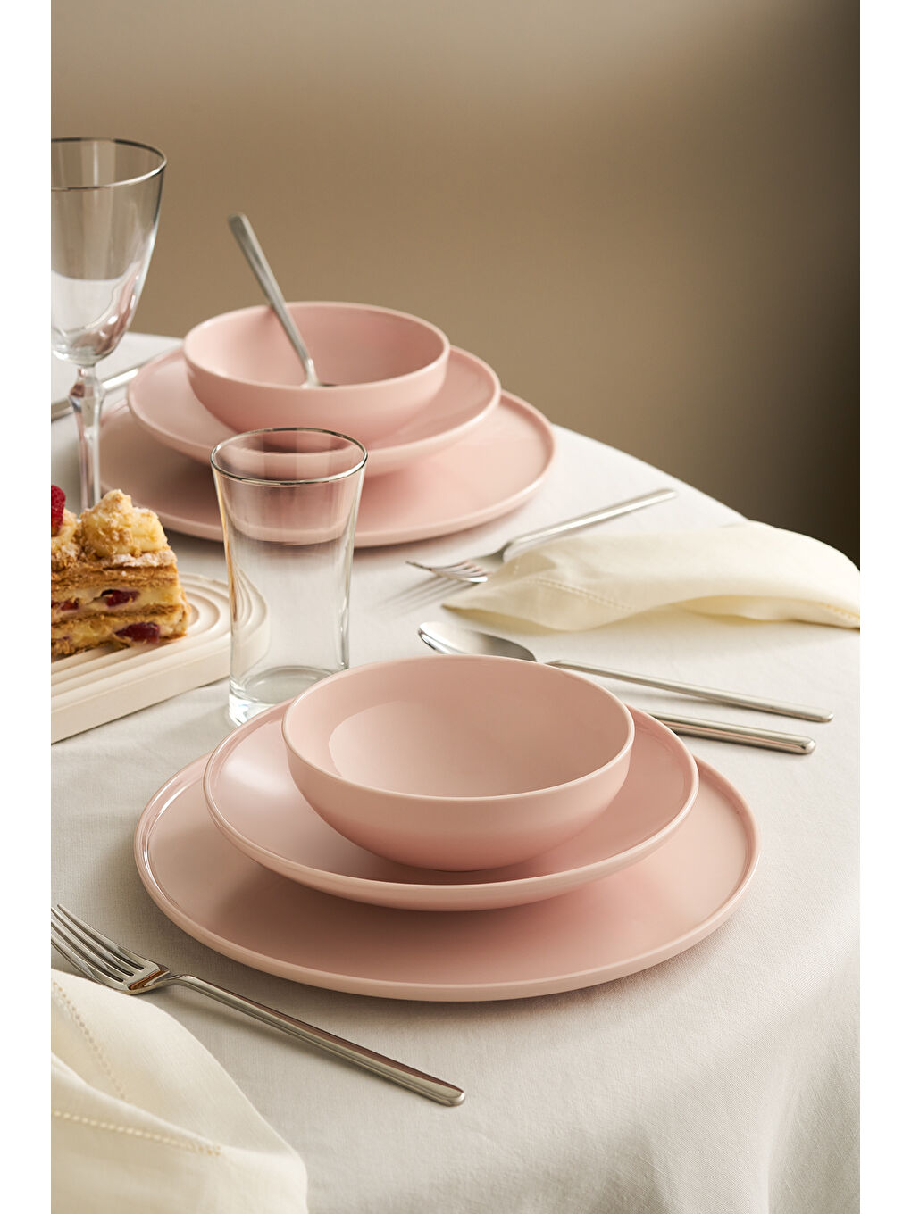 Sara 18 Parça 6 Kişilik Yemek Takımı Pembe-3