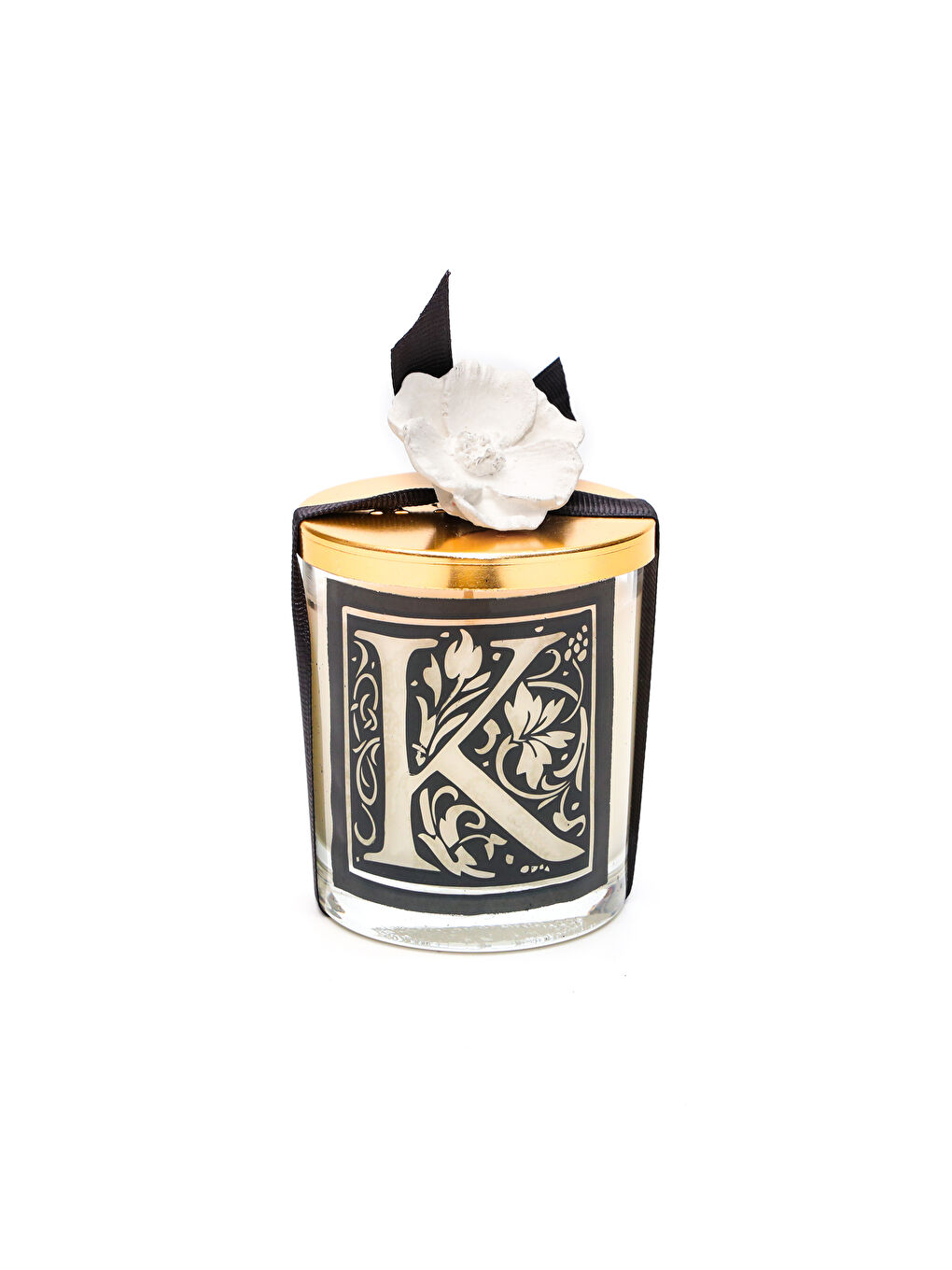 Ekru Kişiye Özel K Harfi Yasemin Sandal Vegan Mum (140 gr)