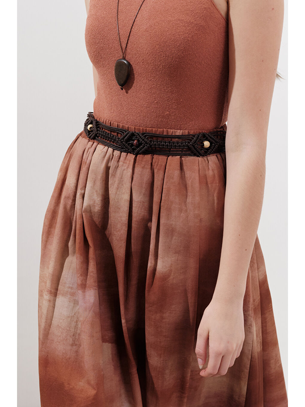 Rustik Örgülü Kemer Kahverengi-1