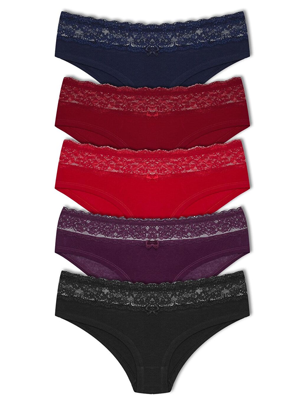 Karışık Pamuklu Beli Dantel Detaylı Hipster Kadın Külotu 5'Li