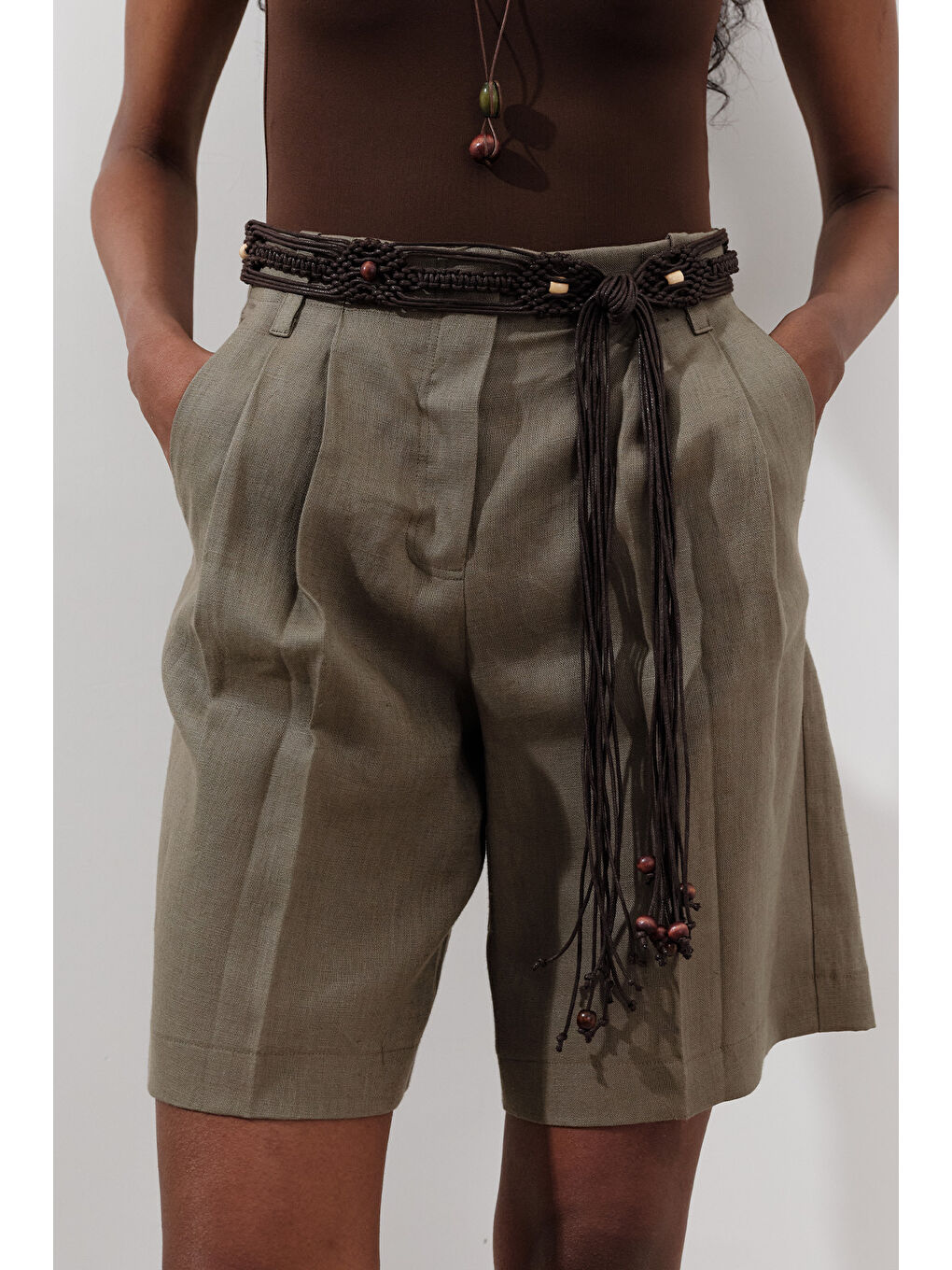 Rustik Örgülü Kemer Kahverengi-2