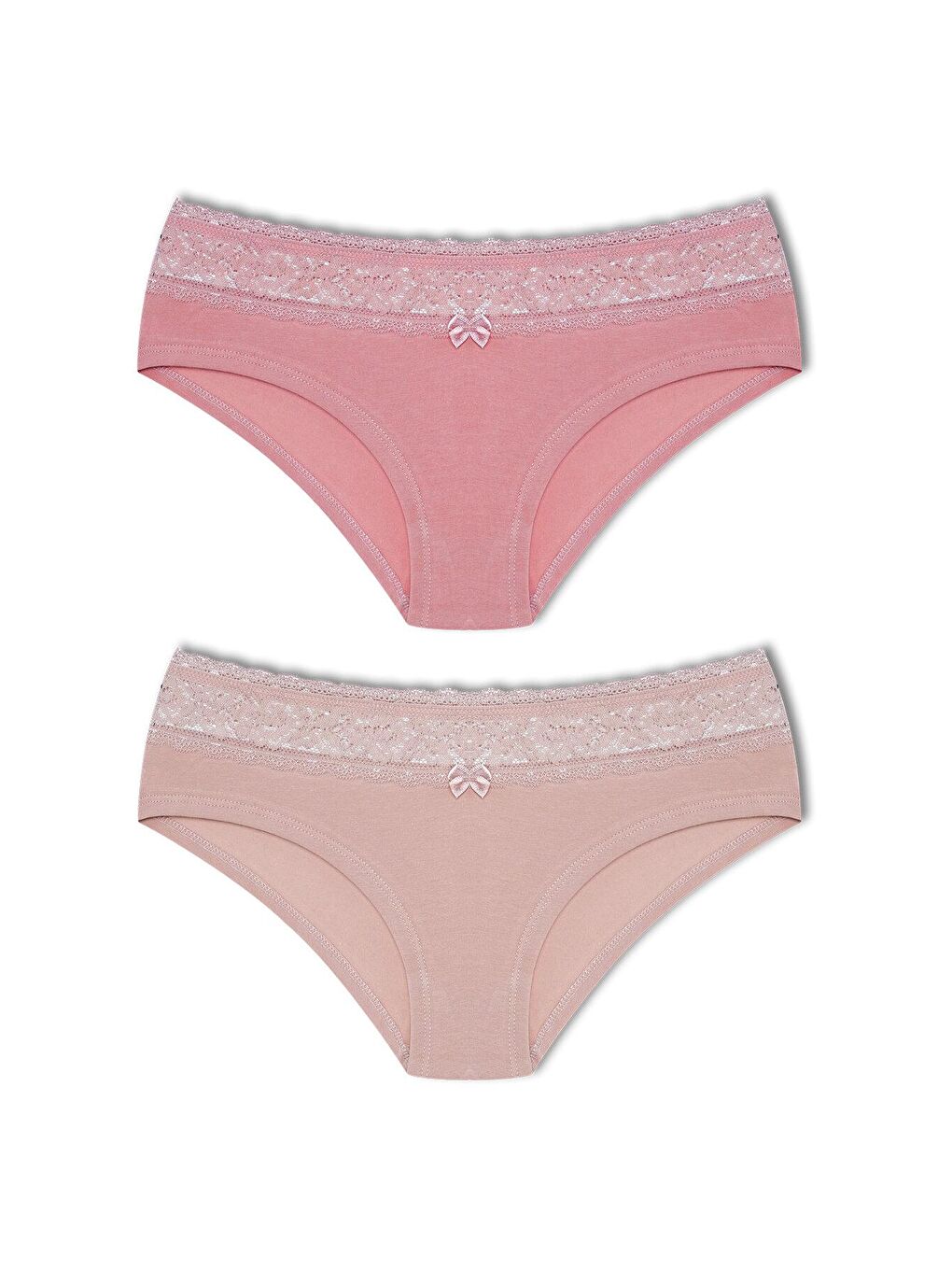 Bej Pamuklu Beli Dantel Detaylı Hipster Kadın Külotu 2'Li