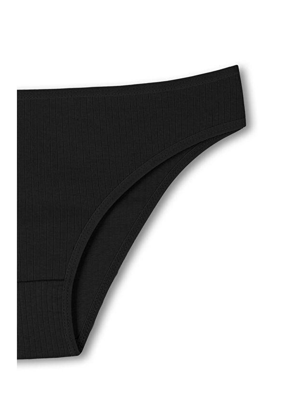 Siyah Pamuklu Fitilli Dokulu Slip Kadın Külot-1