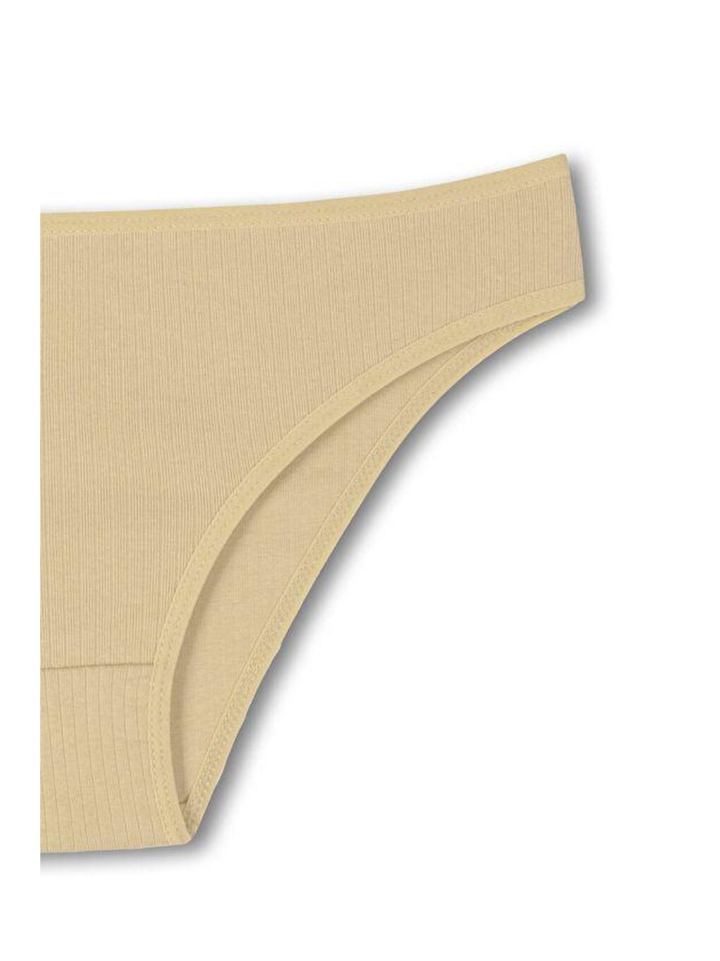 Bej Pamuklu Fitilli Dokulu Slip Kadın Külot-1