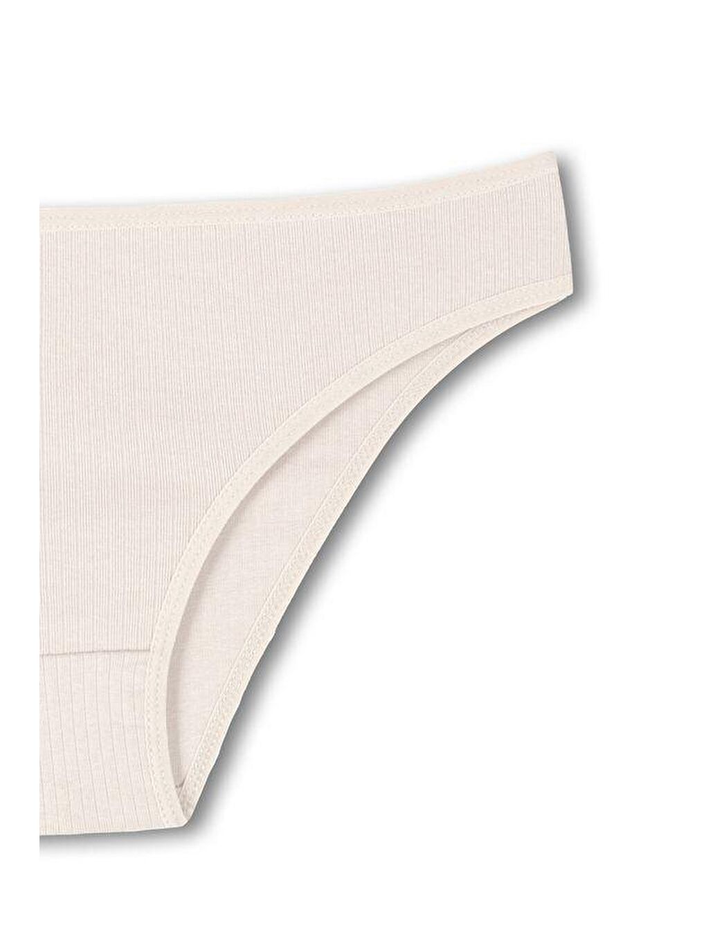 Ekru Pamuklu Fitilli Dokulu Slip Kadın Külot-1