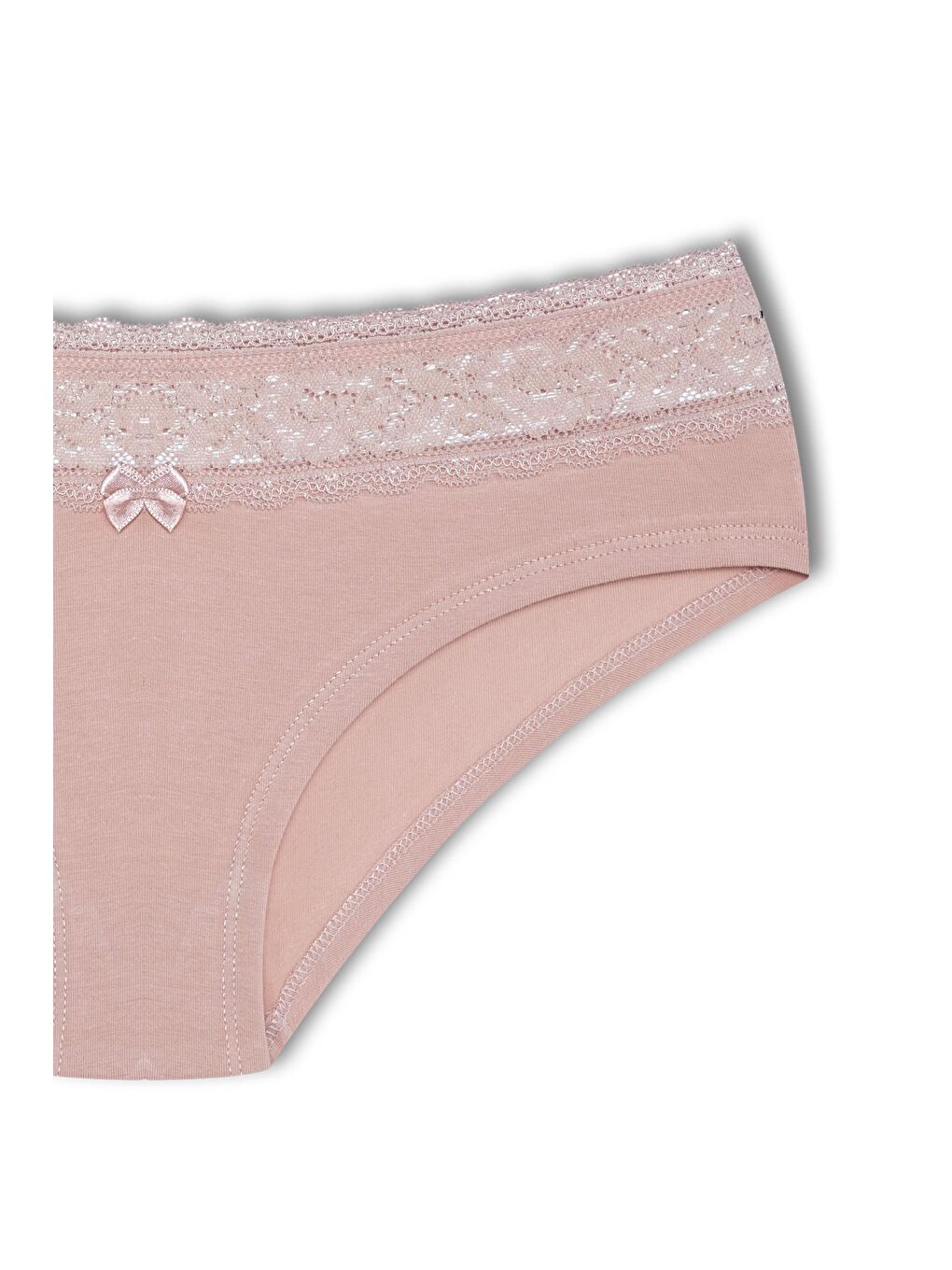 Bej Pamuklu Beli Dantel Detaylı Hipster Kadın Külotu 2'Li-3