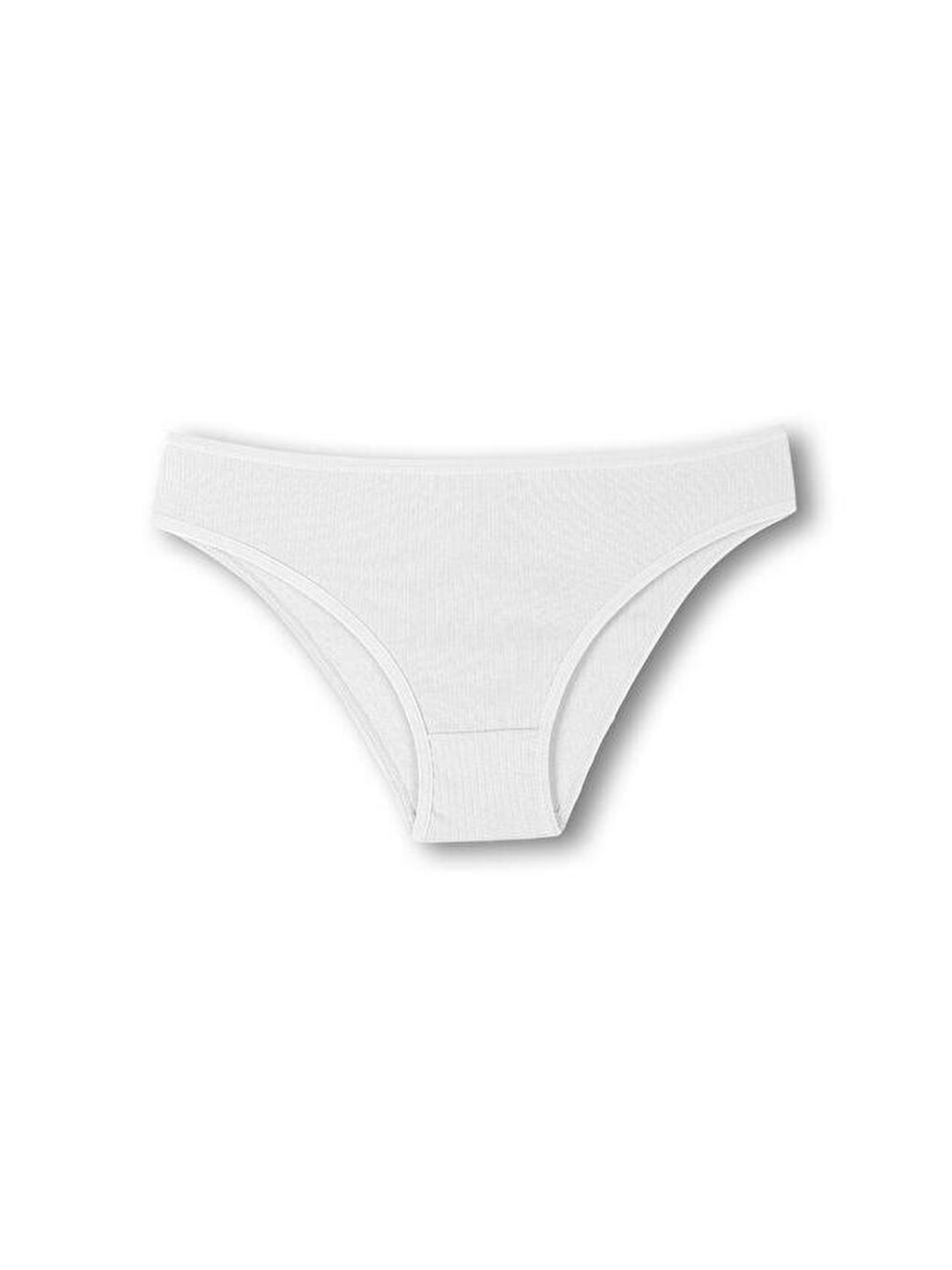 Beyaz Pamuklu Fitilli Dokulu Slip Kadın Külot