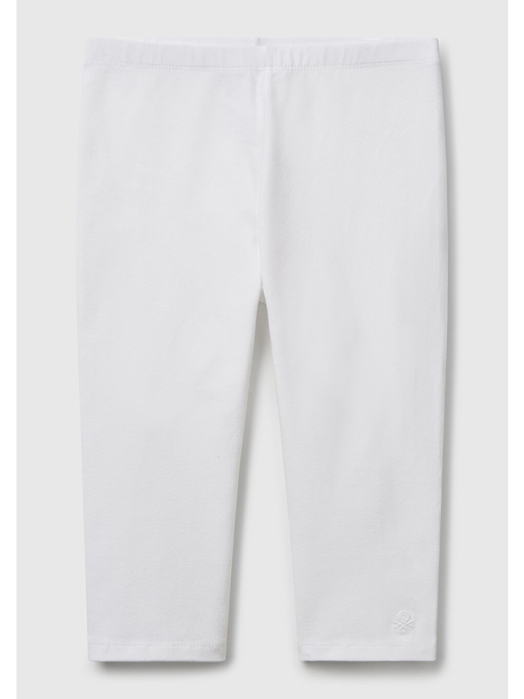 Kız Çocuk Beyaz Ton Sür Ton Logo İşlemeli Diz Üstü Bisikletçi Taytı