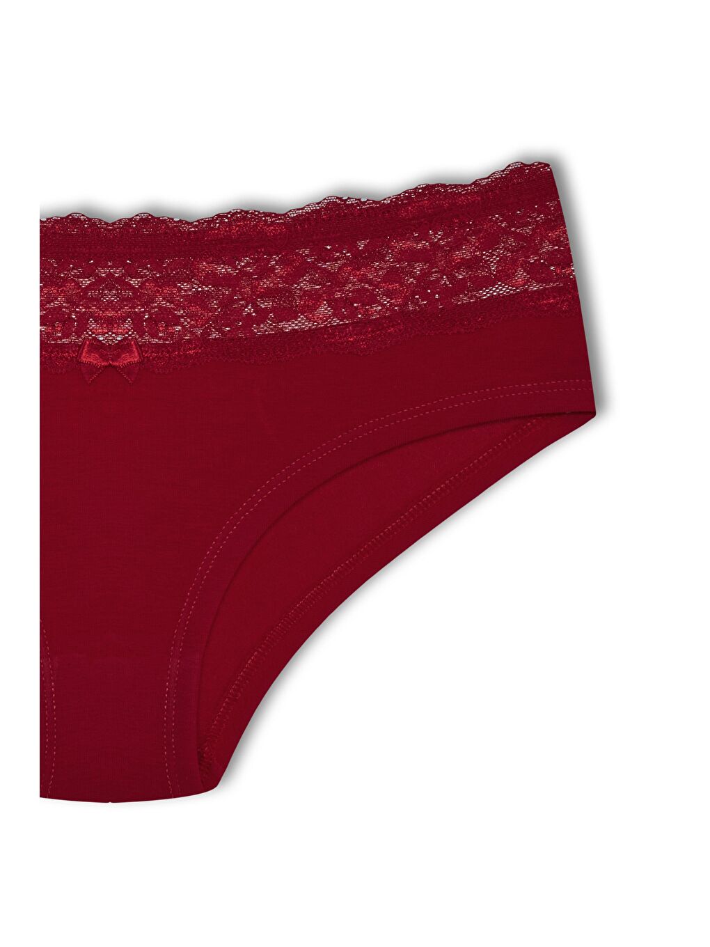 Bordo Pamuklu Beli Dantel Detaylı Hipster Kadın Külotu 5'Li-10