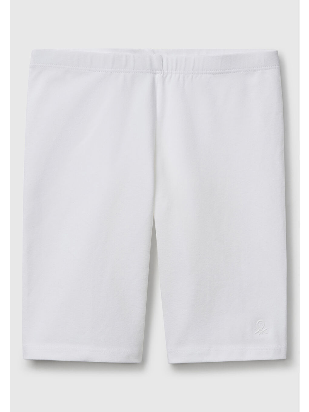 Kız Çocuk Beyaz Ton Sür Ton Logo İşlemeli Mini Bisikletçi Taytı