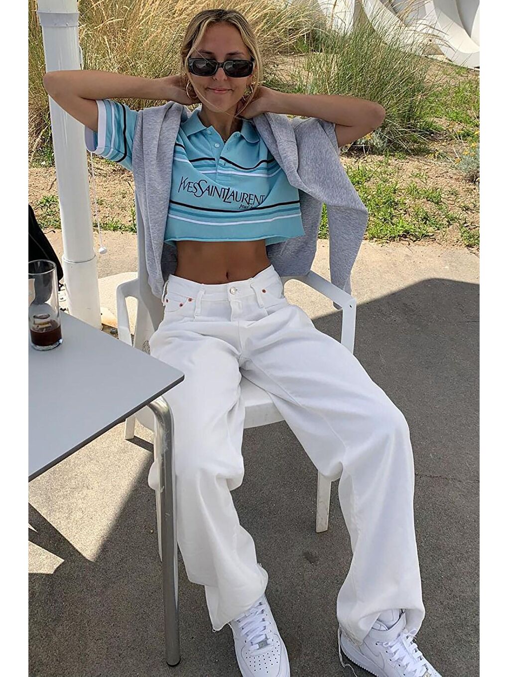 Beyaz Basic Pileli Palazzo Kadın Jean Mg1405-2