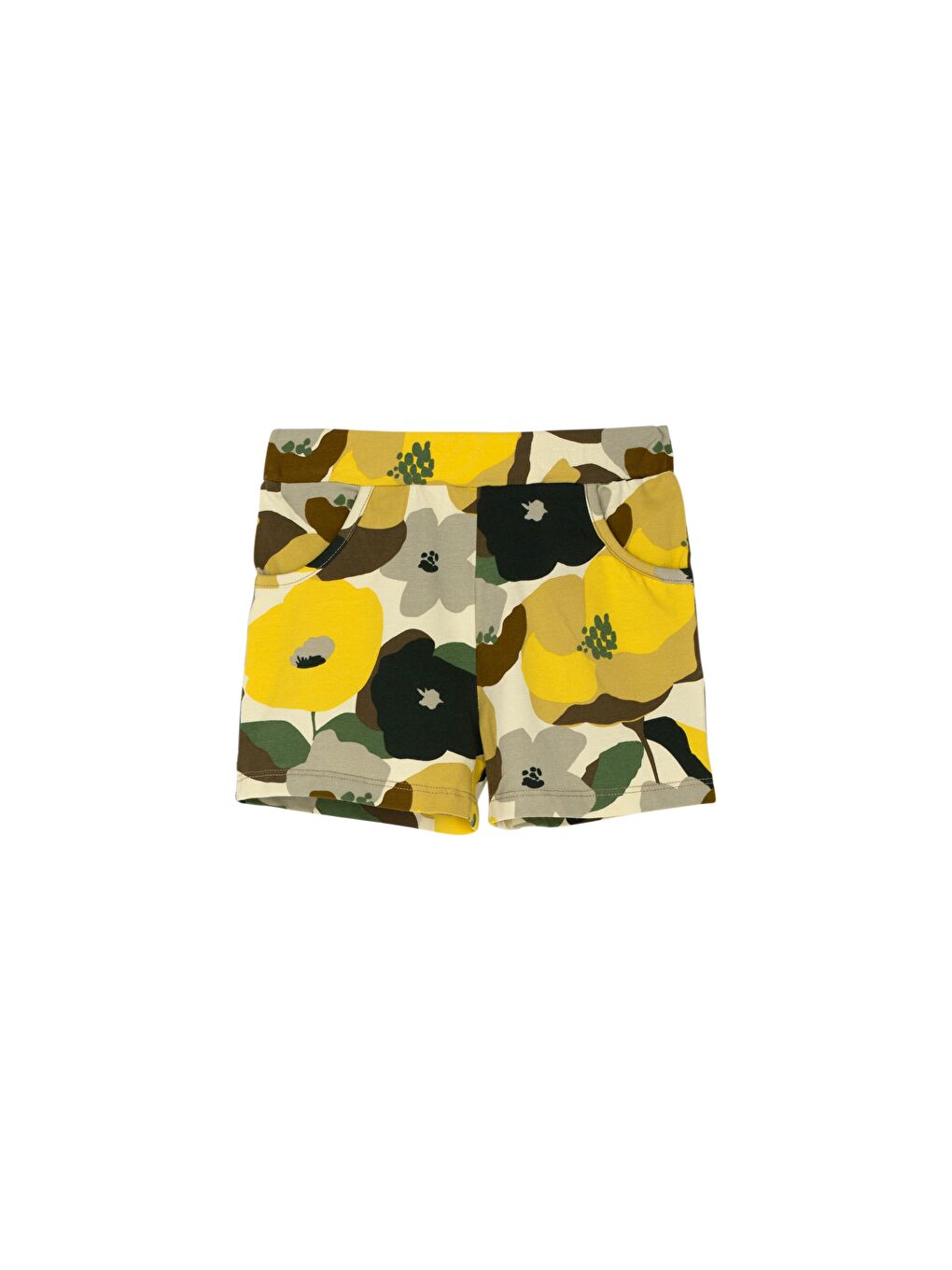 Açık Yeşil Kız Çocuk Retro Flowers Desen Şort