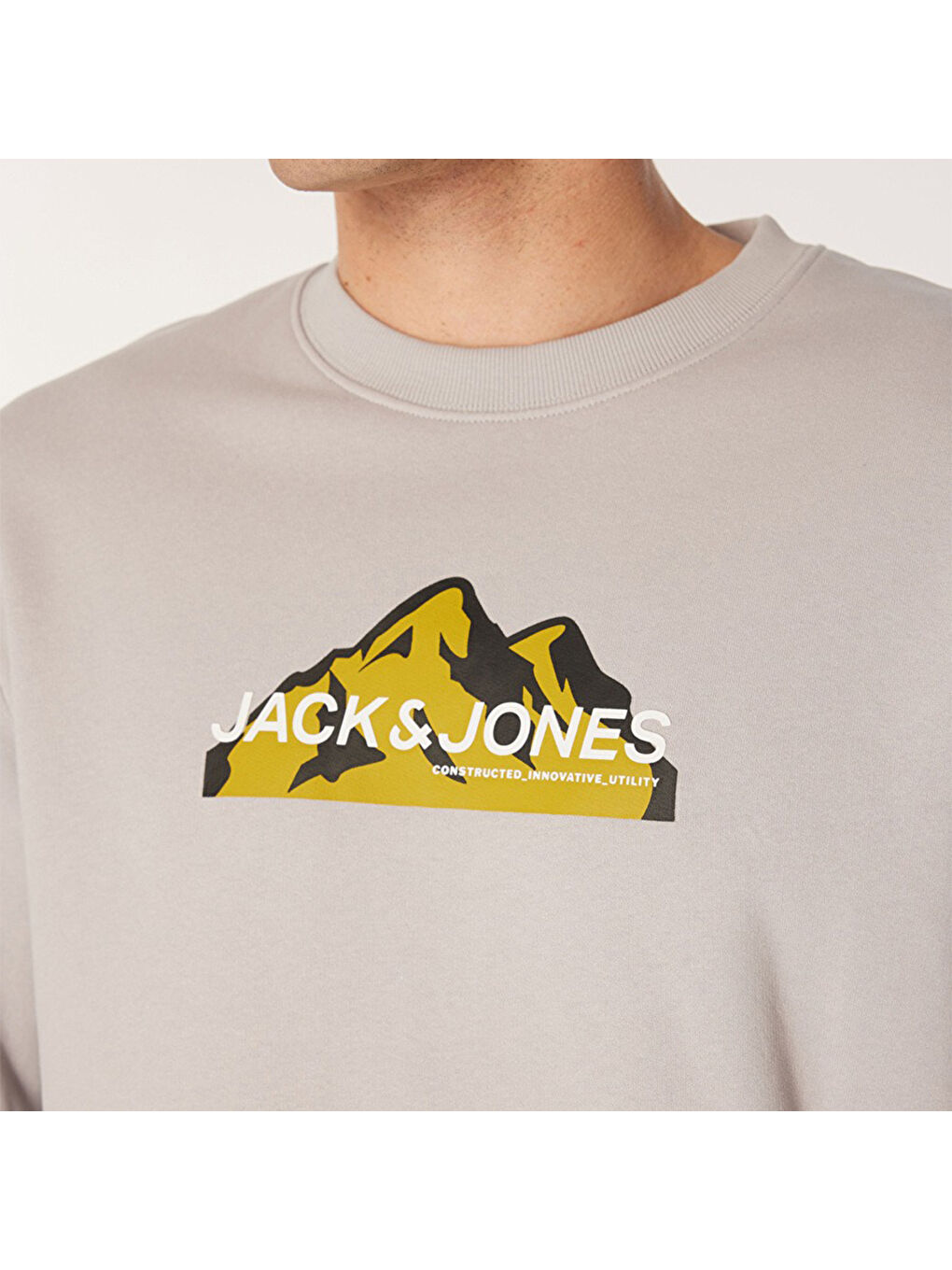 Jack & Jones Mountain Logo Erkek Gri Yuvarlak Yaka Sweatshirt - 4