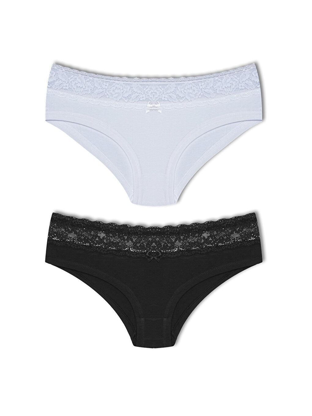 Siyah Pamuklu Beli Dantel Detaylı Hipster Kadın Külotu 2'Li
