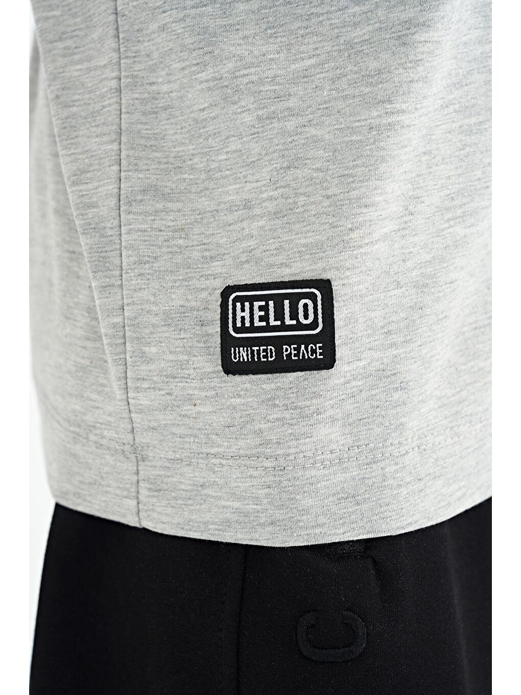 Gri Melanj Yazı Baskılı Renk Bloklu Standart Kalıp O Yaka Erkek Çocuk Tişört - 11134-4