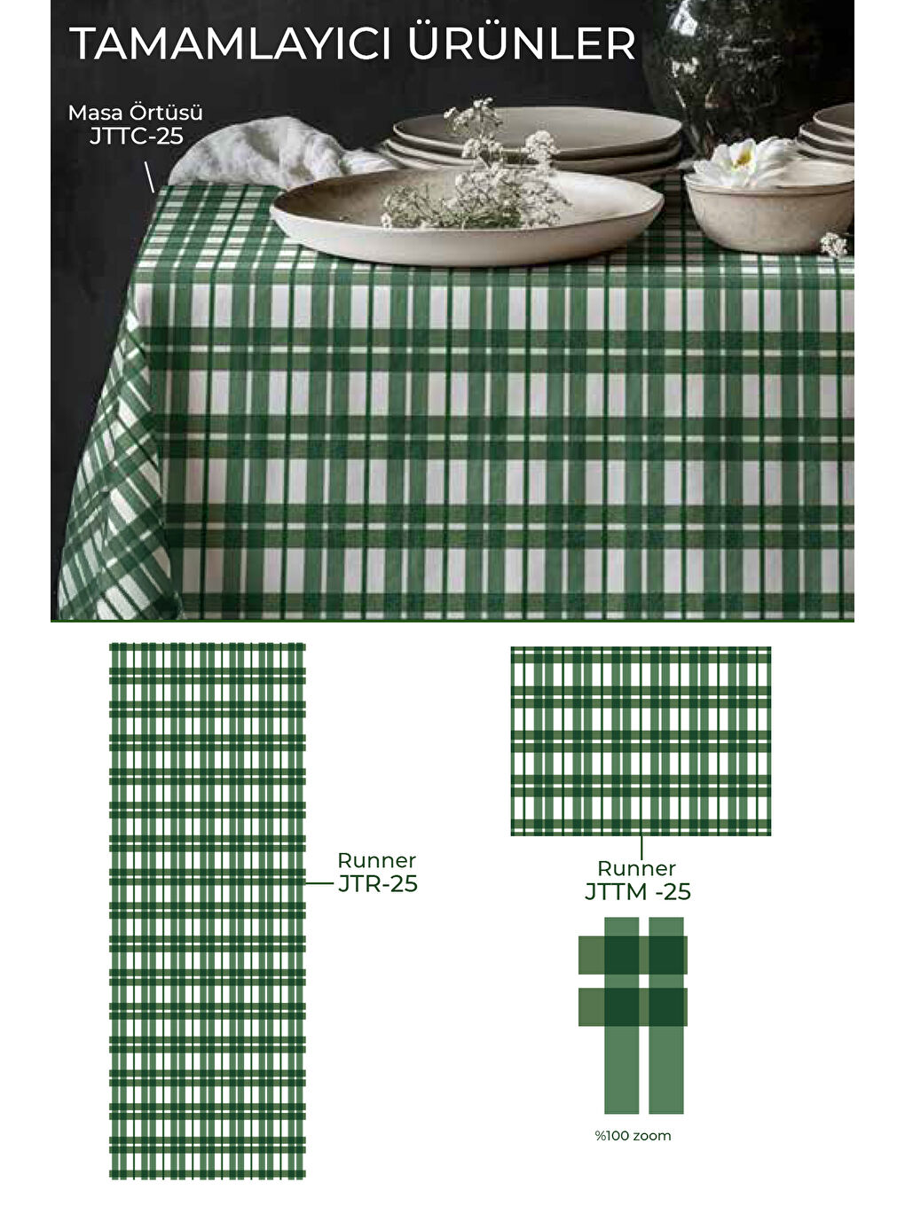 Redro Ekose Desenli Ölçü Seçenekli Masa Örtüsü- Kırmızı/Beyaz-1