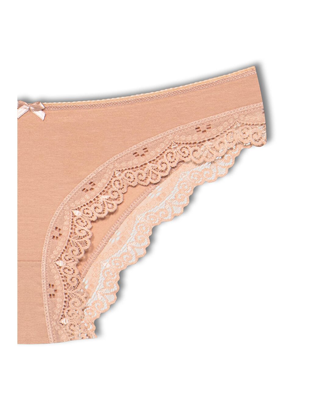 Gri Pamuklu Düşük Bel Paçası Dantel Basic Kadın Külot 3'lü-5