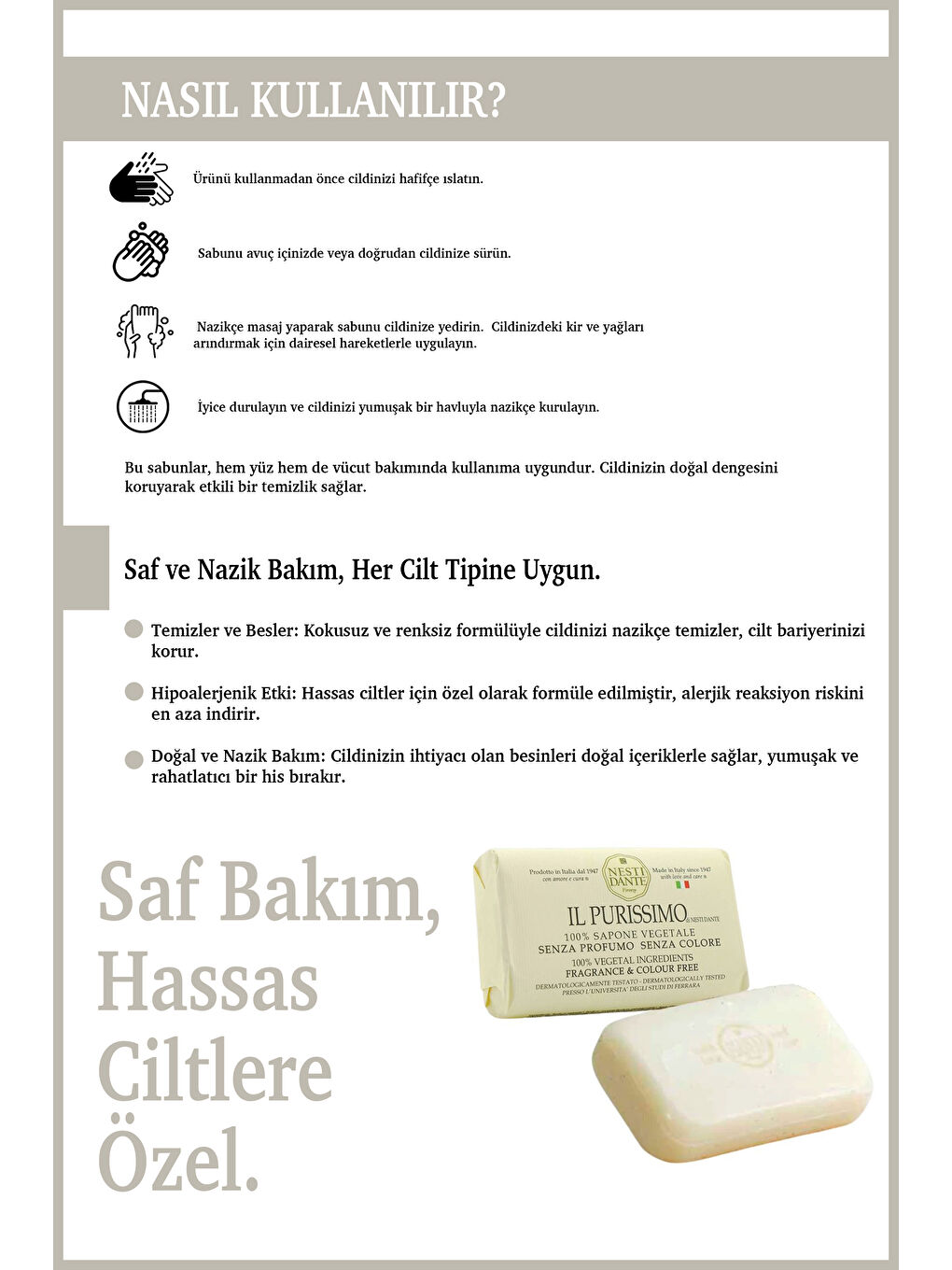 Nesti Dante Nesti Dante Il Purissimo %100 Saf Sabun Kokusuz Renksiz Hipoalerjenik Bakım 150 Gr - 3
