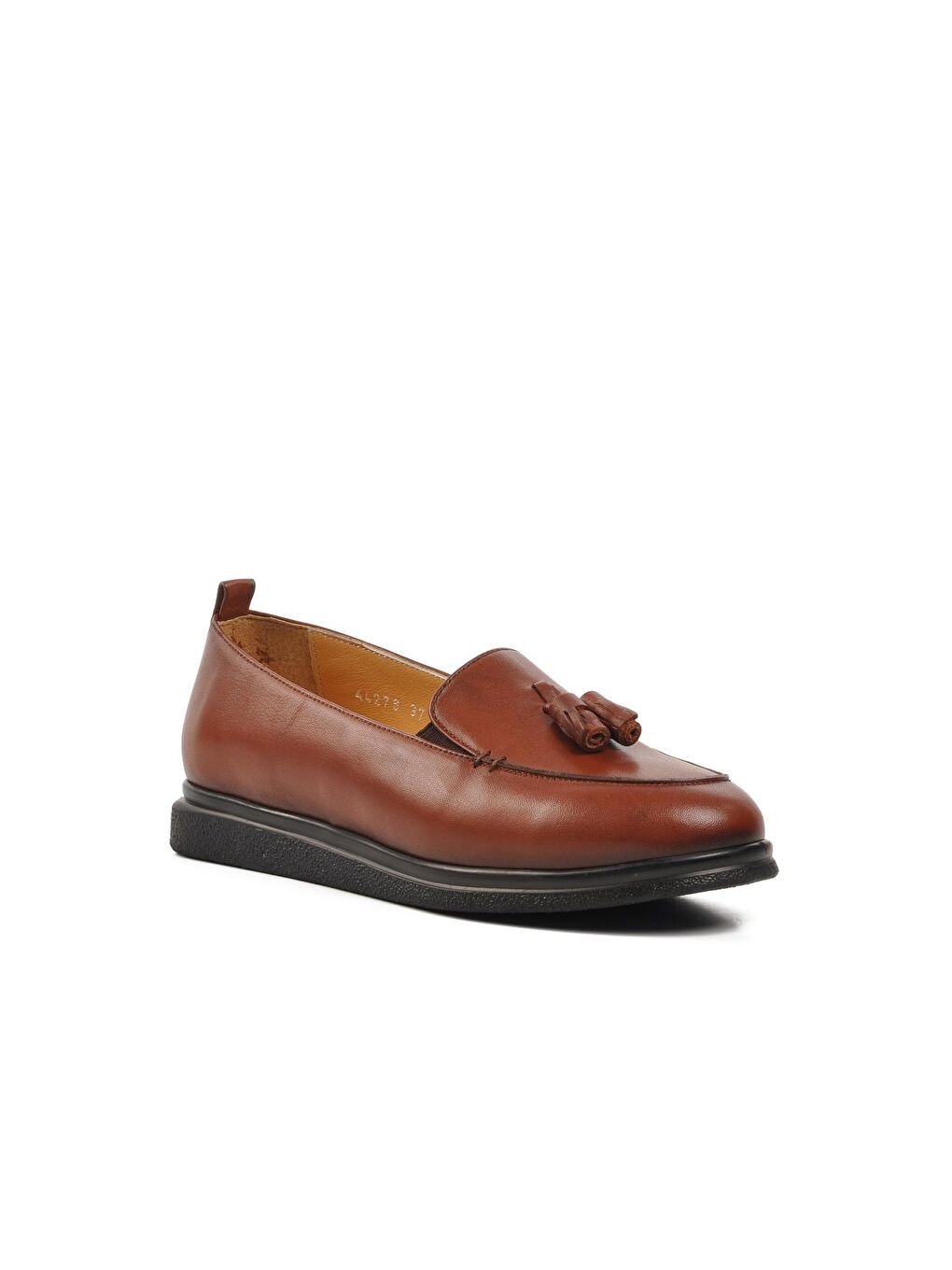 Kahverengi Taba Hakiki Deri Kadın Loafer Ayakkabı 44278-2