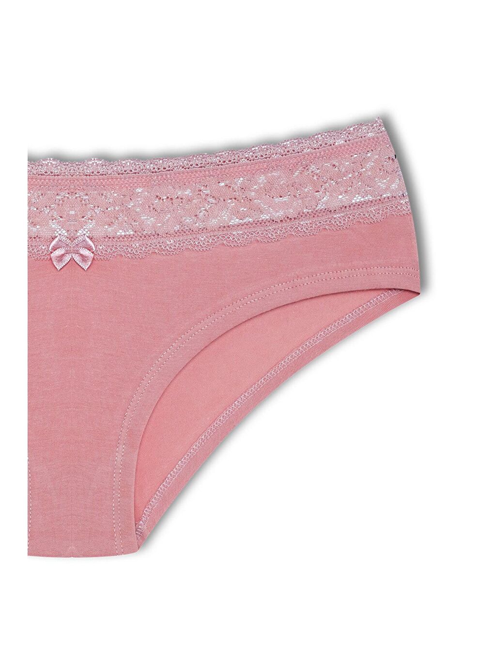 Bej Pamuklu Beli Dantel Detaylı Hipster Kadın Külotu-1