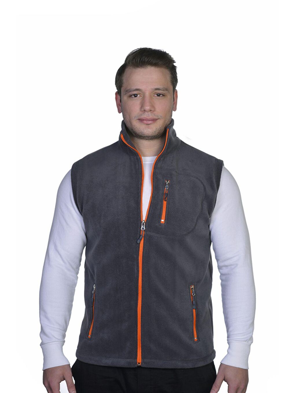 GENIUS STORE Füme Erkek Polar Yelek Tam Femuarlı Outdoor Spor Yelek 3 Cepli 8 Renk