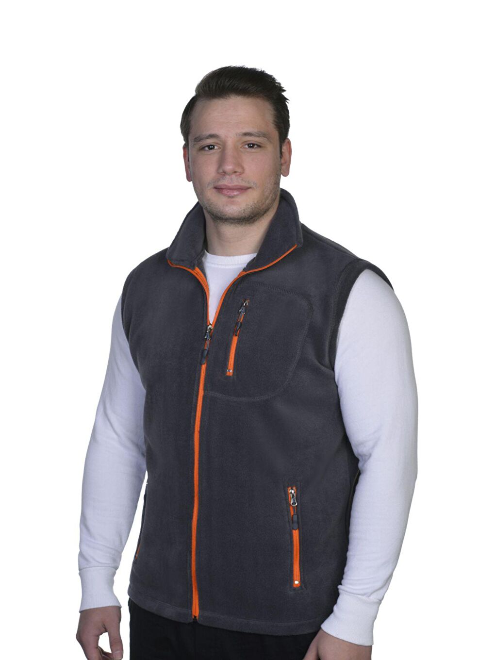 GENIUS STORE Füme Erkek Polar Yelek Tam Femuarlı Outdoor Spor Yelek 3 Cepli 8 Renk - 2