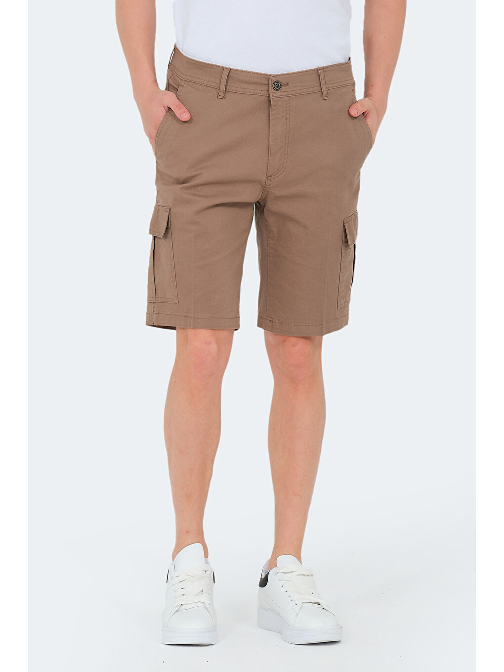 Kahverengi EARNINGS Erkek Cepli Kargo Toprak Şort-1