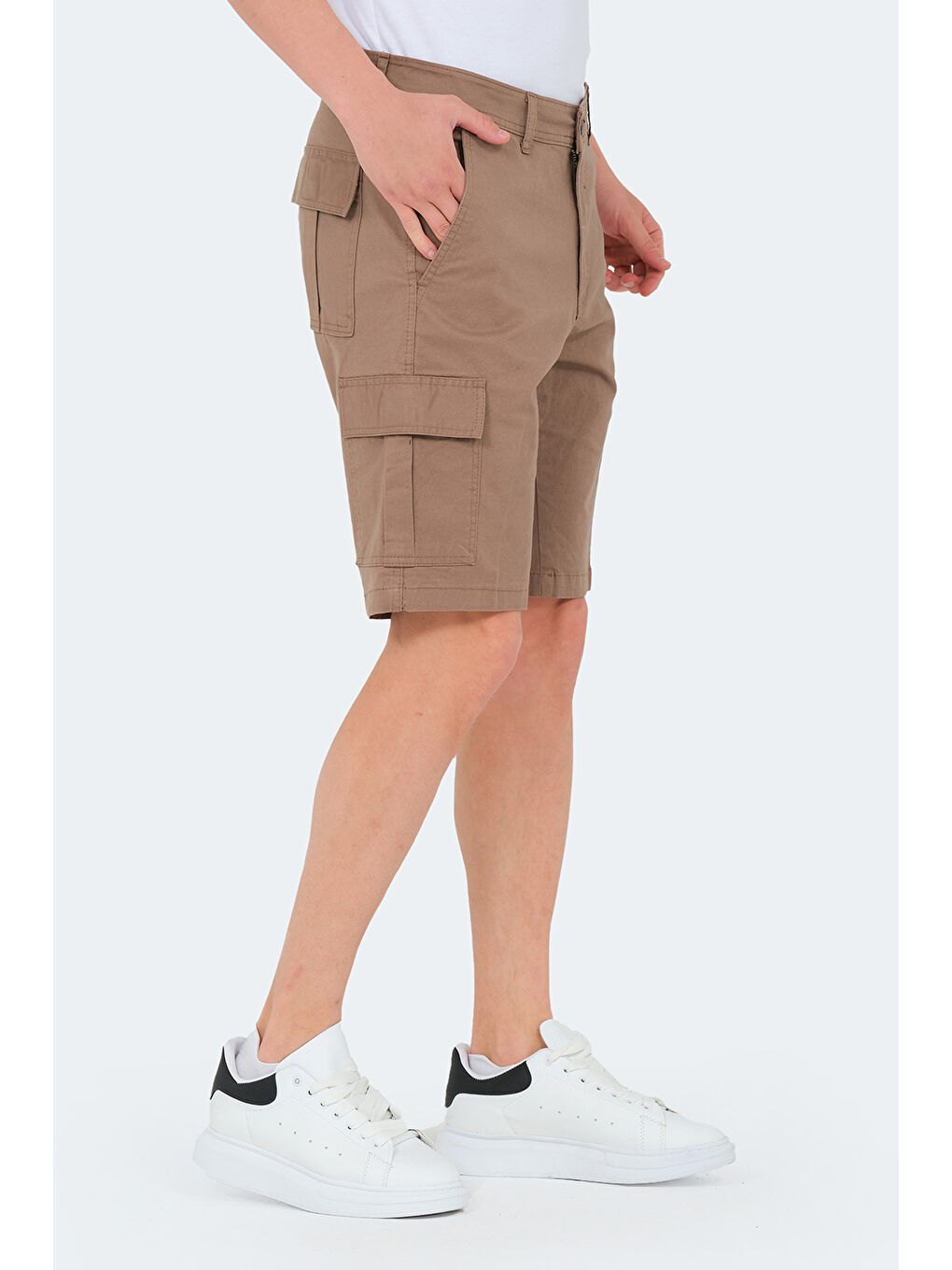 Kahverengi EARNINGS Erkek Cepli Kargo Toprak Şort-2